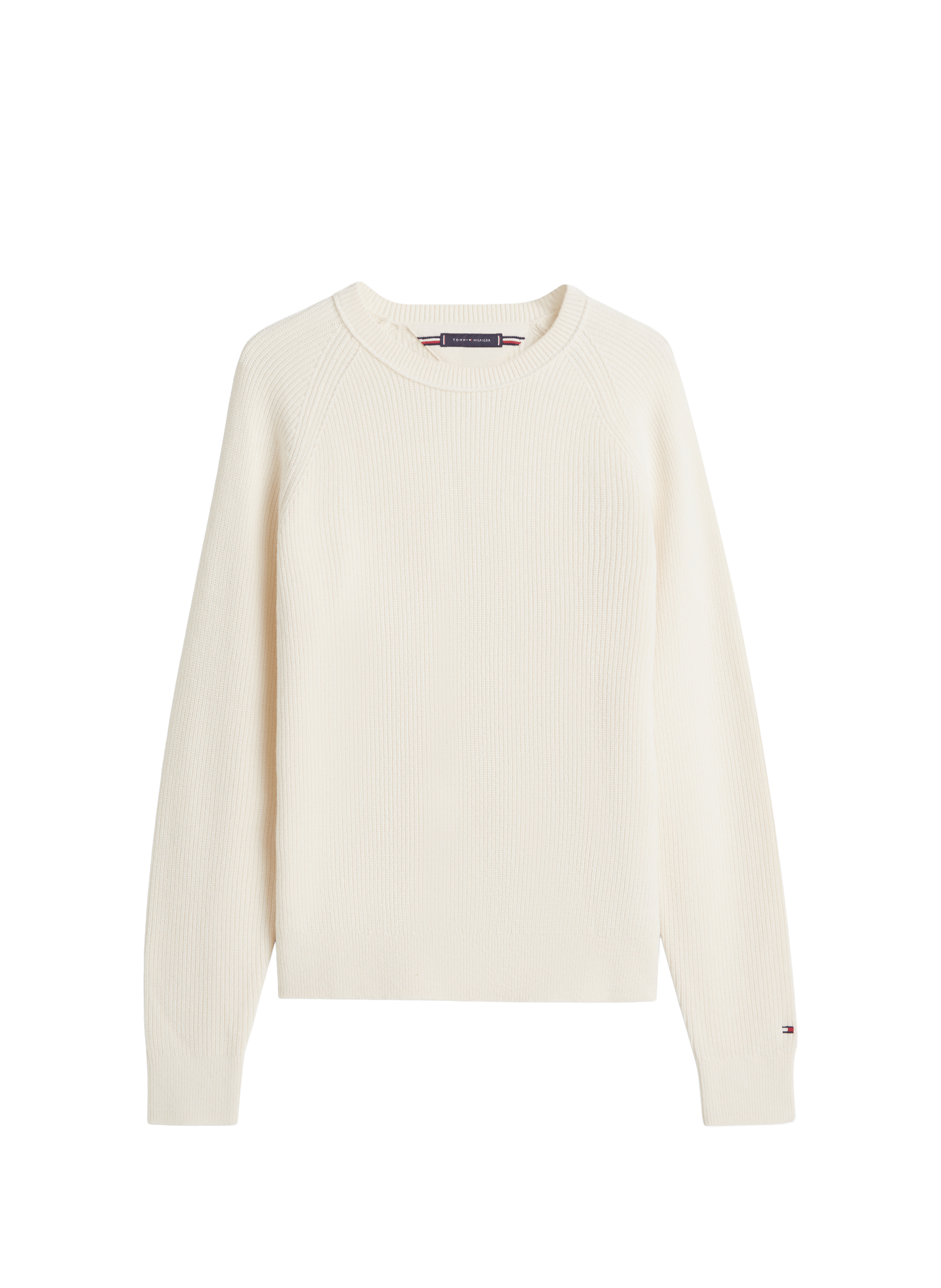 Pull côtelé manches longues en laine mélangée TOMMY HILFIGER Beige