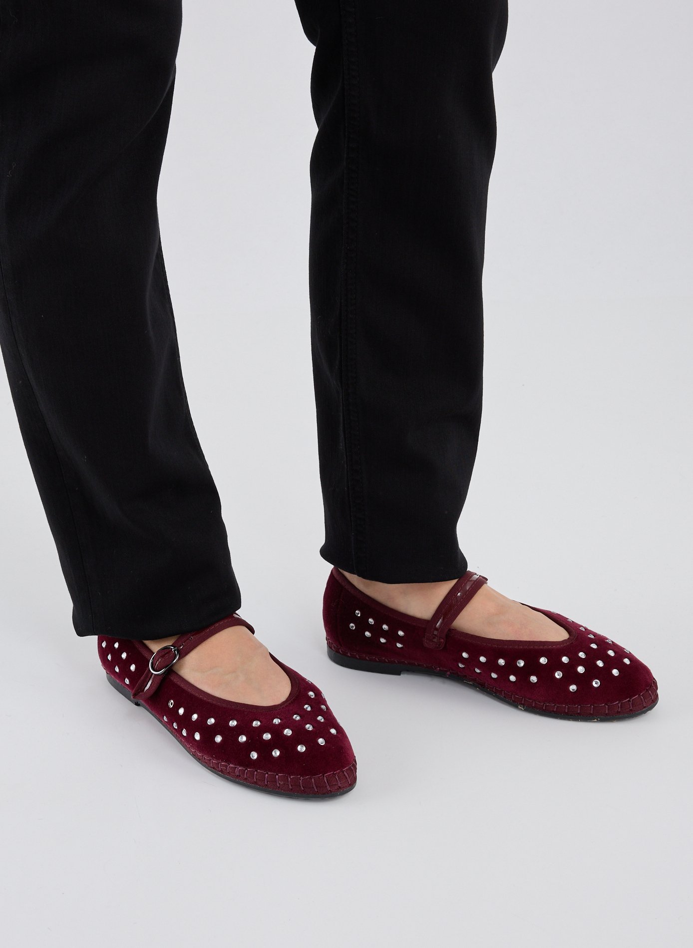 Ballerines à strass en coton mélangé FLABELUS Rouge