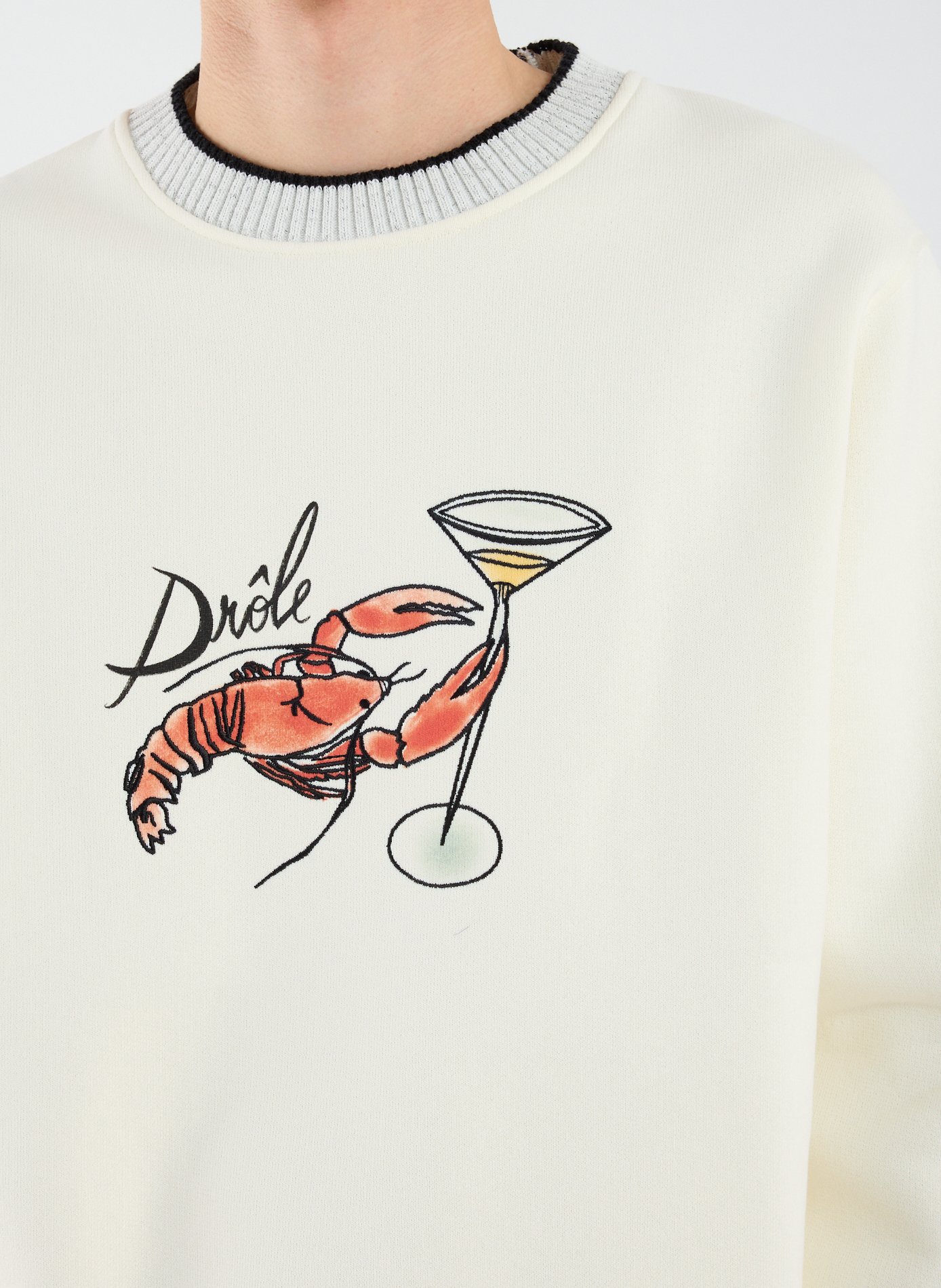 Pull ample brodé en coton DROLE DE MONSIEUR Beige