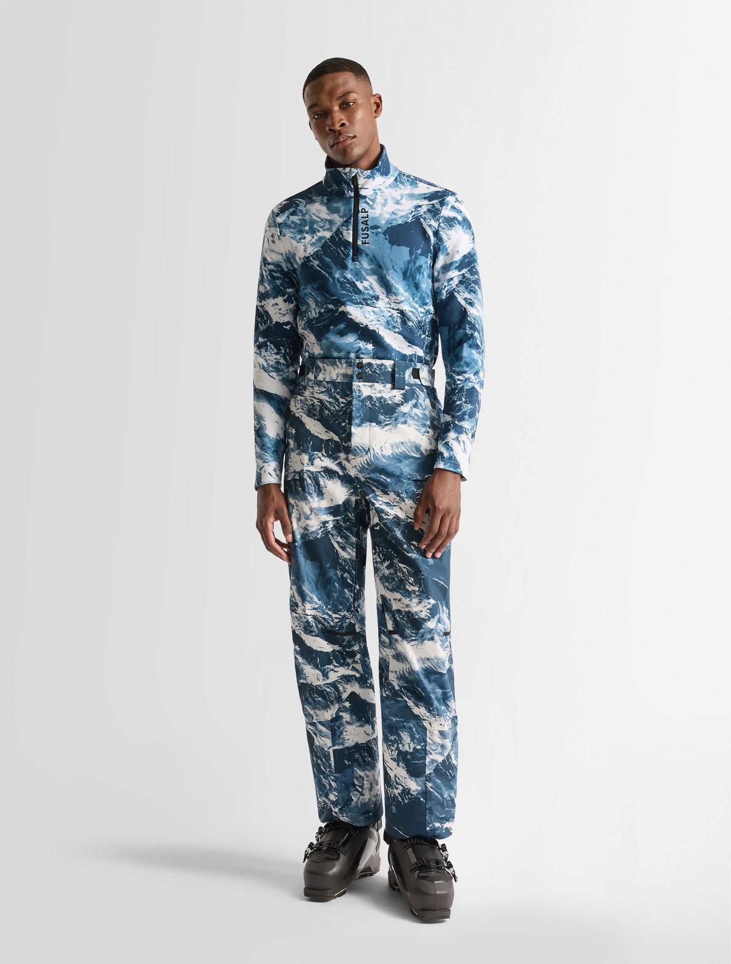 T-shirt manches longues de ski timothy col montant coupe regular FUSALP Bleu