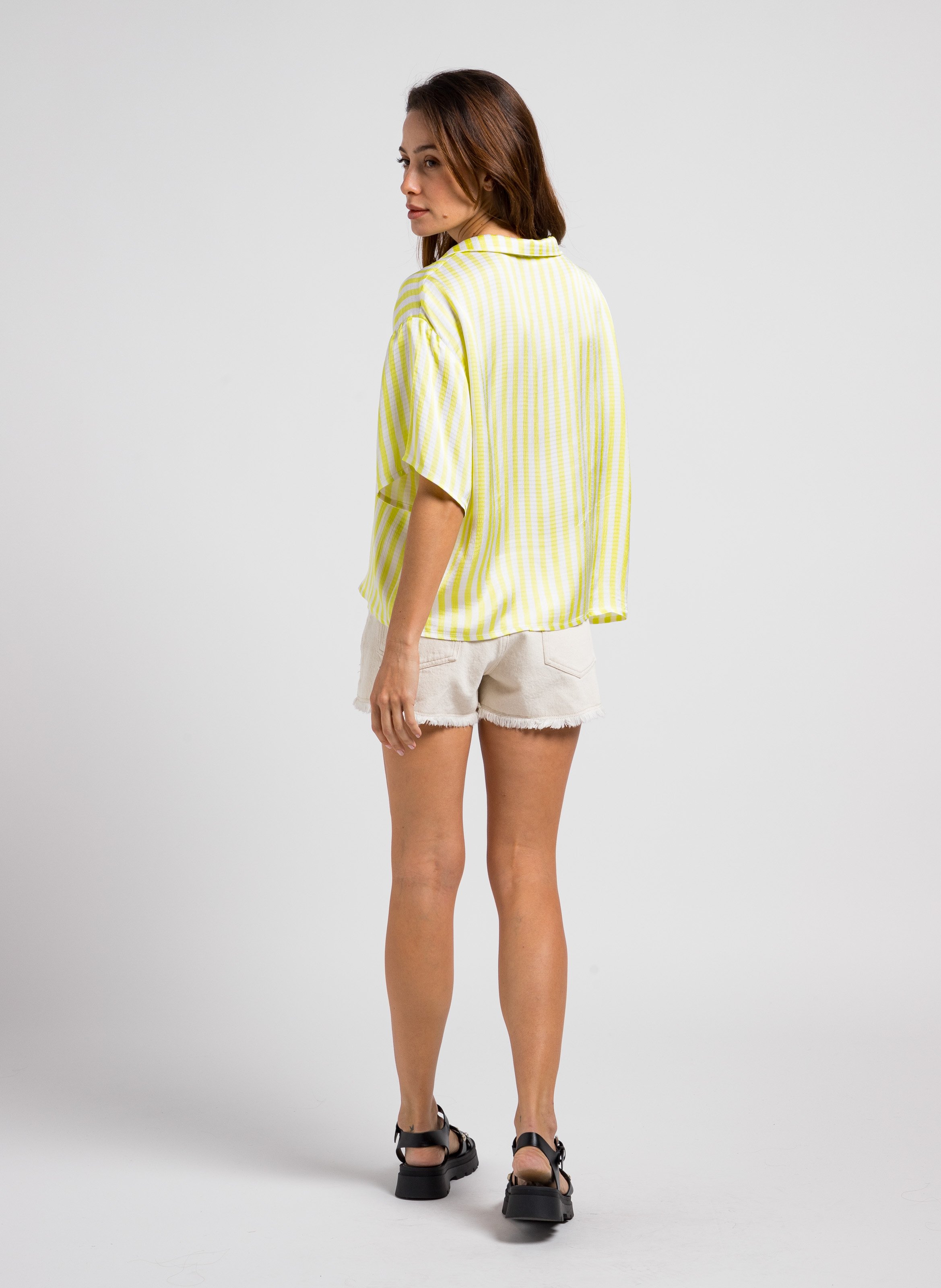 Short taille haute en coton recyclé tineborow AMERICAN VINTAGE Beige