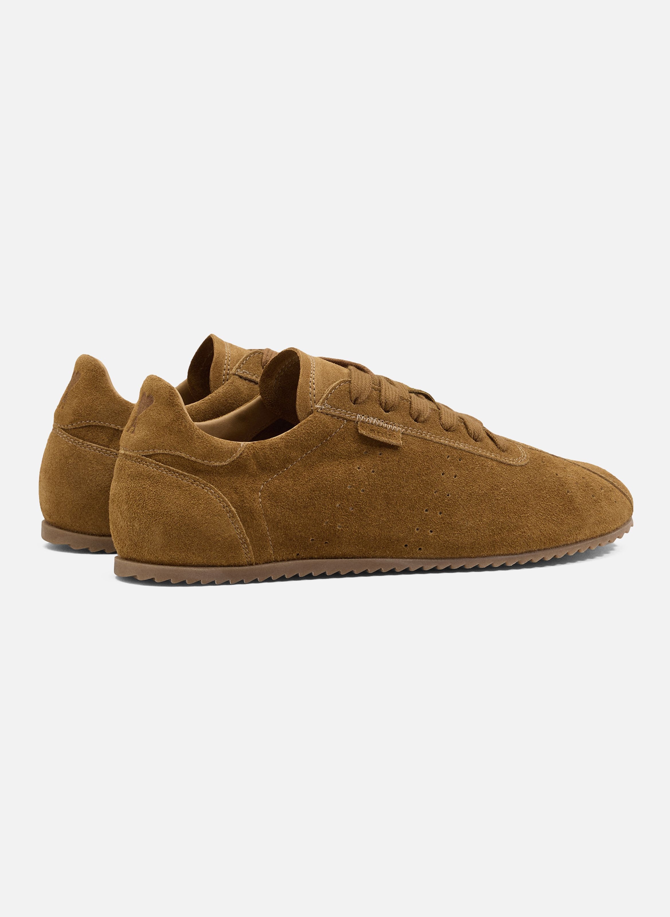 Sneakers soft unisexes en cuir de veau AMI PARIS Marron