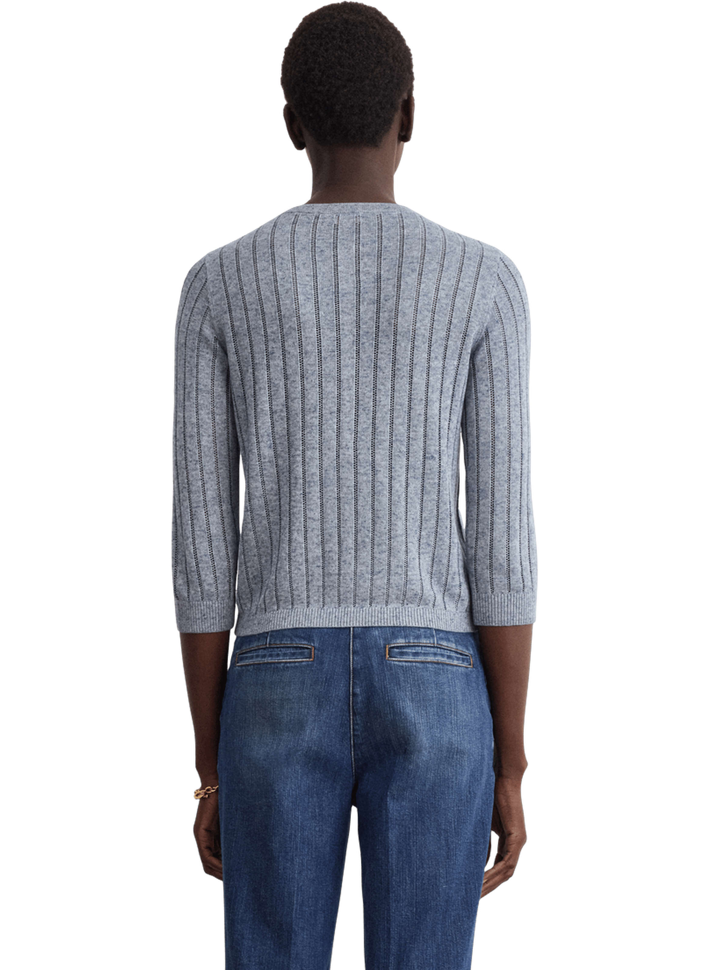 Pull à col rond en maille ajourée - leona PABLO Bleu