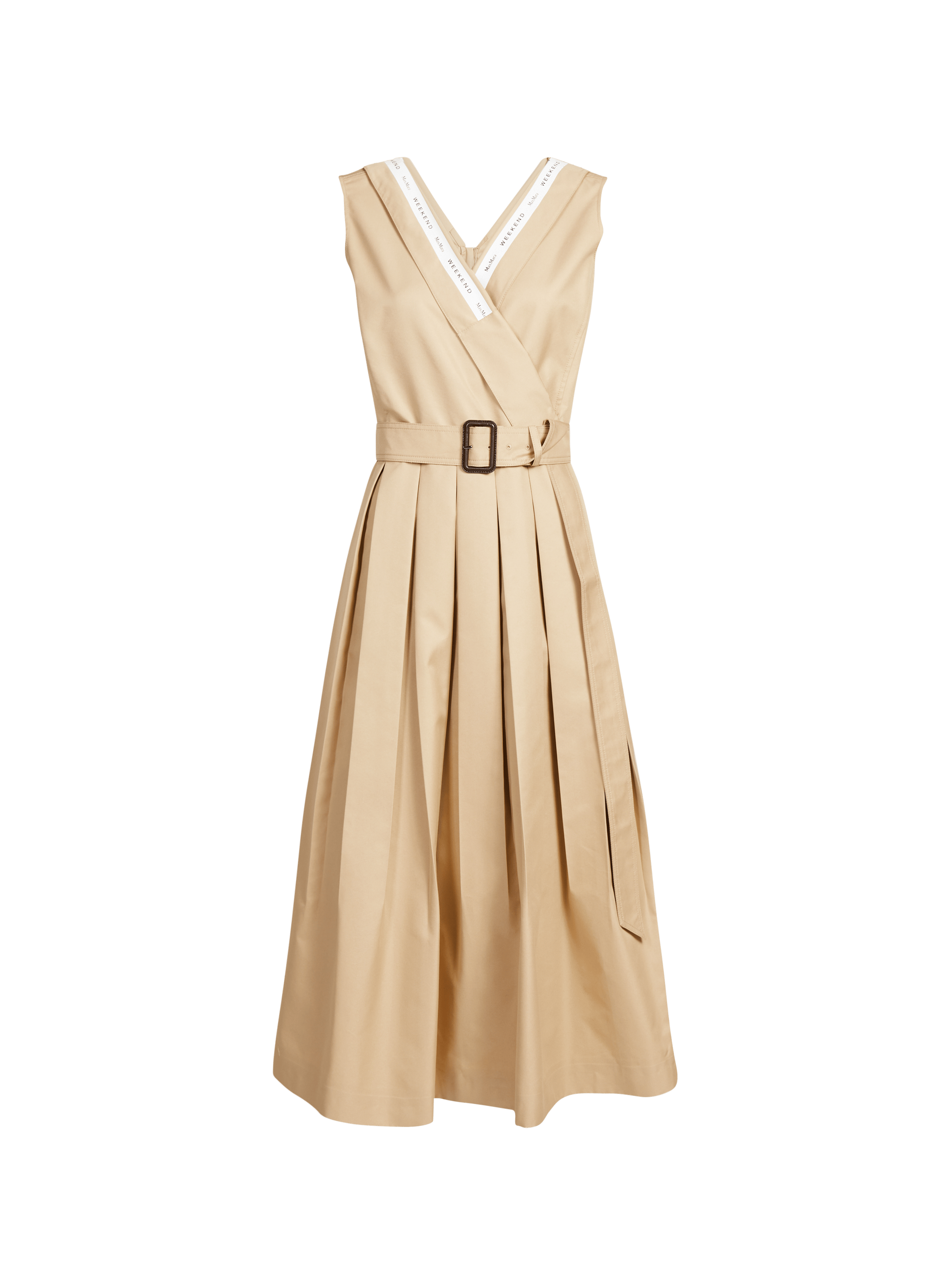 Robe midi sans manches en gabardine de coton MAX MARA WEEK END Beige