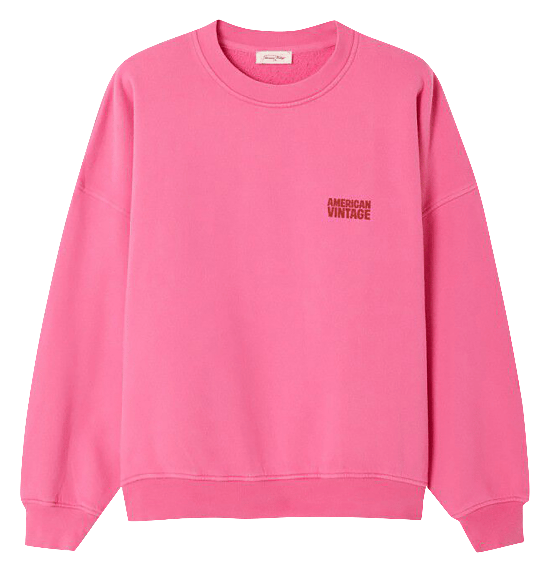 Sweat ample col rond sérigraphié en coton plizzy AMERICAN VINTAGE Rose