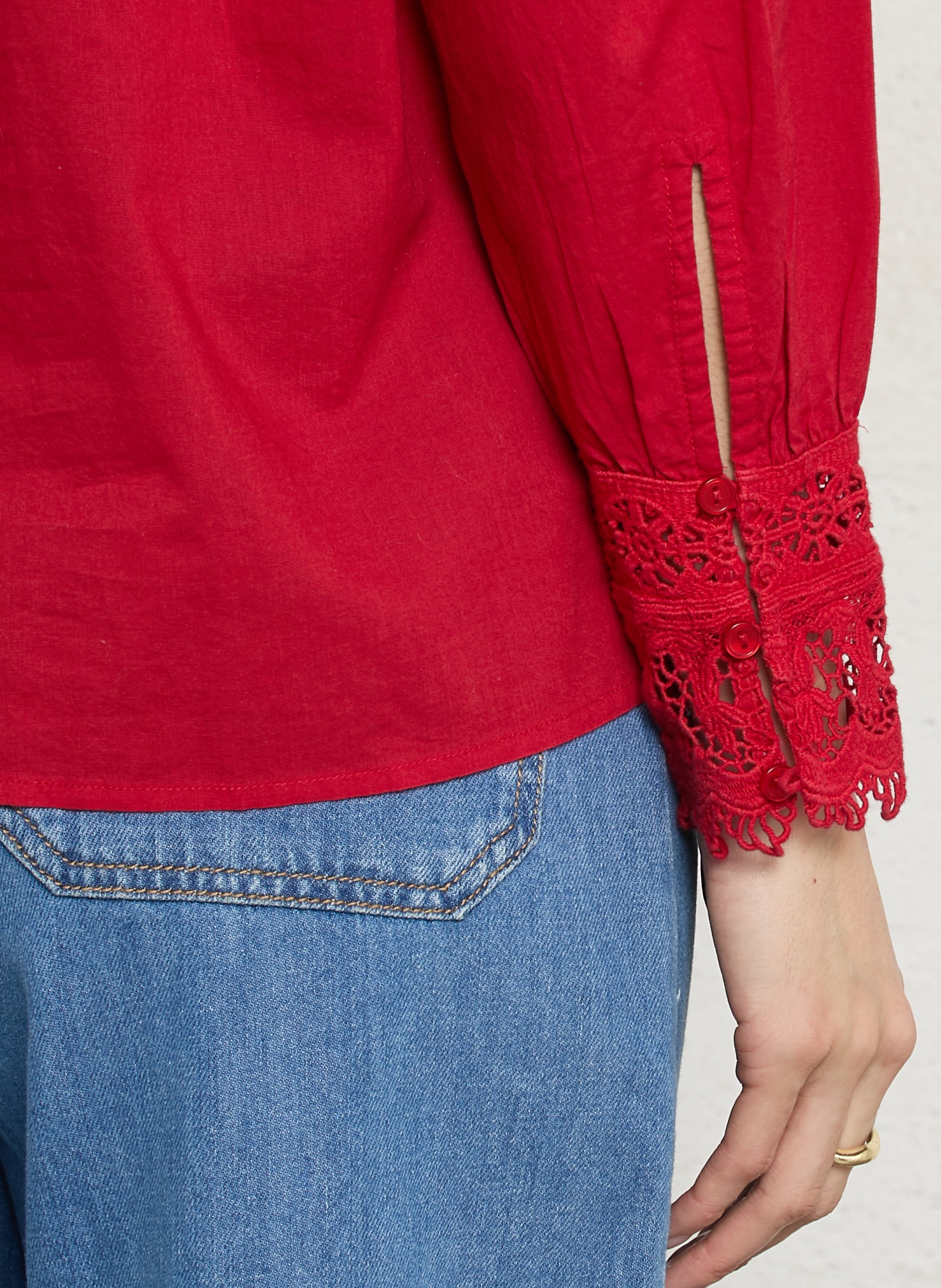 Chemiser boutonné à dentelle dalila MAISON 123 Rouge