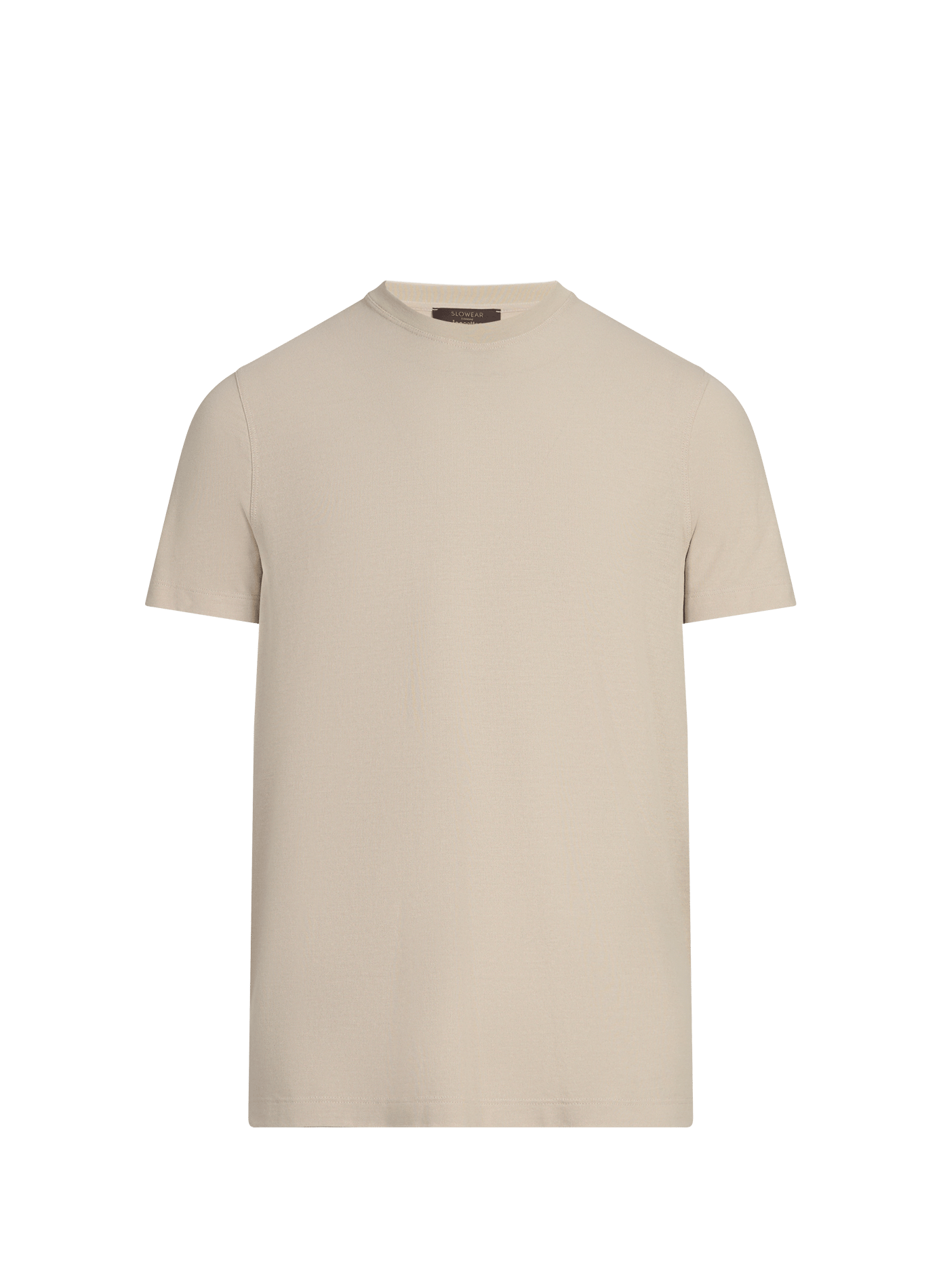 T-shirt uni à col rond en coton SLOWEAR Beige