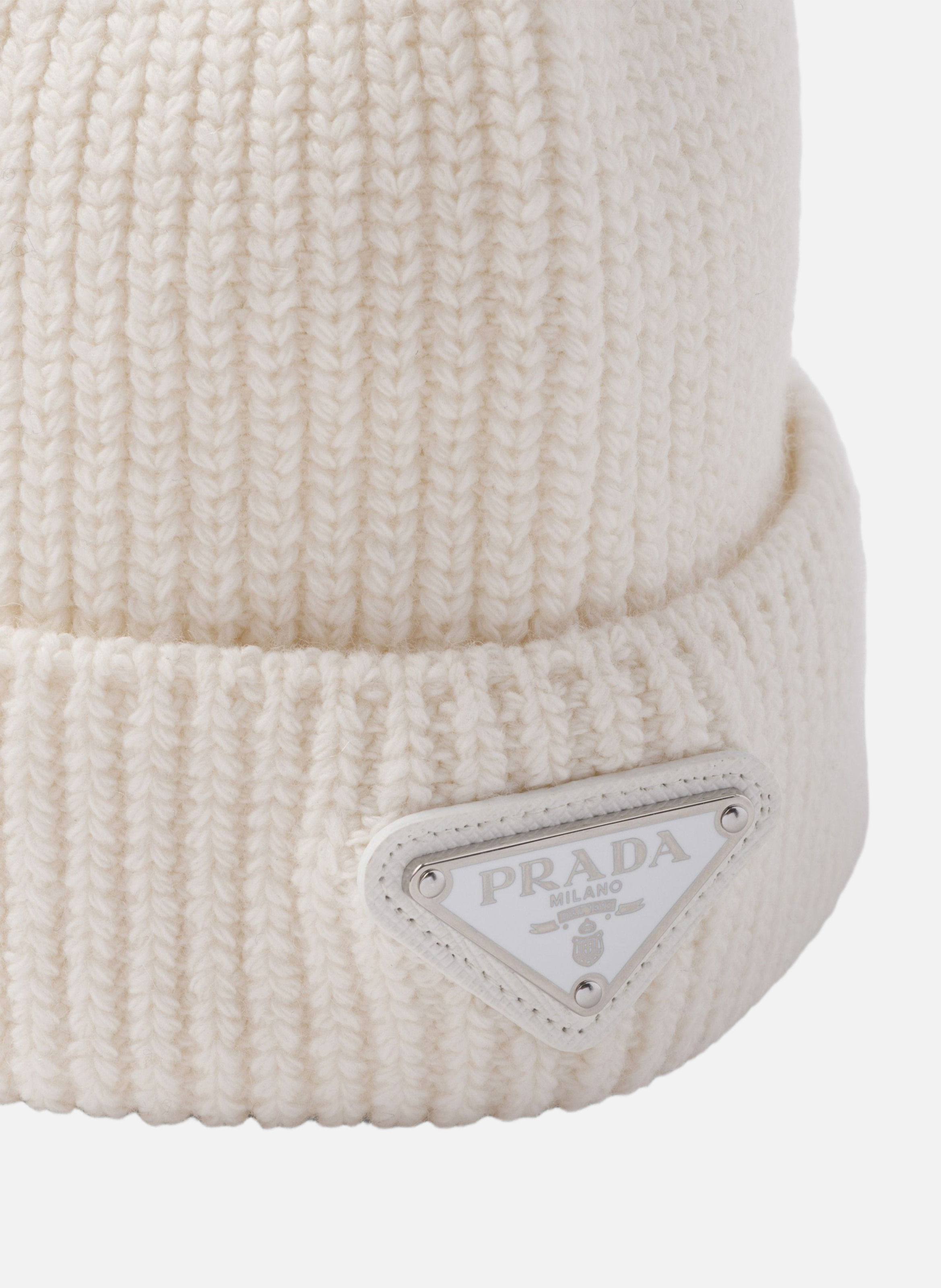 Bonnet en laine et cachemire PRADA Blanc