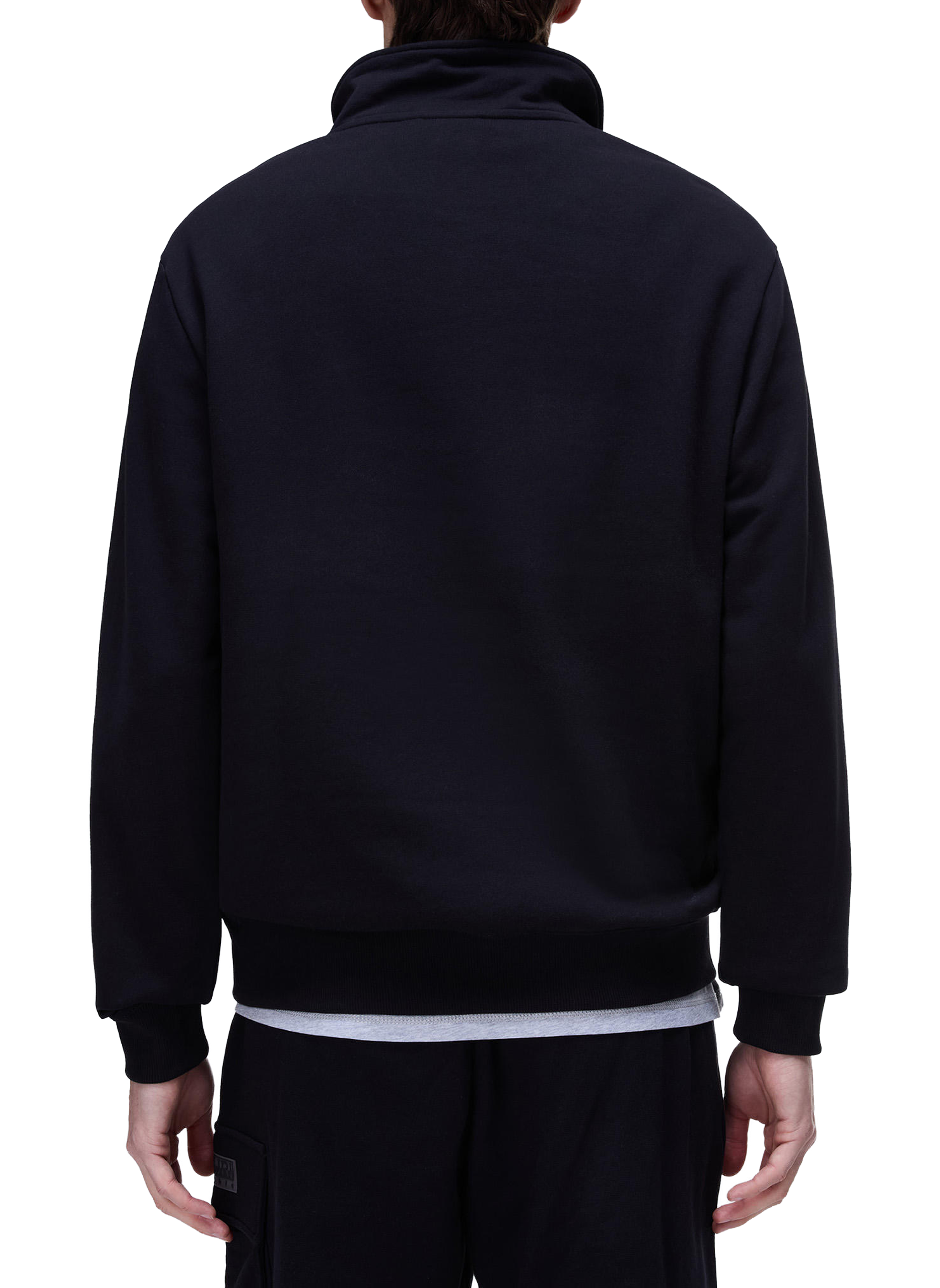 Sweatshirt French Terry zippé à logo en coton NAPAPIJRI Noir