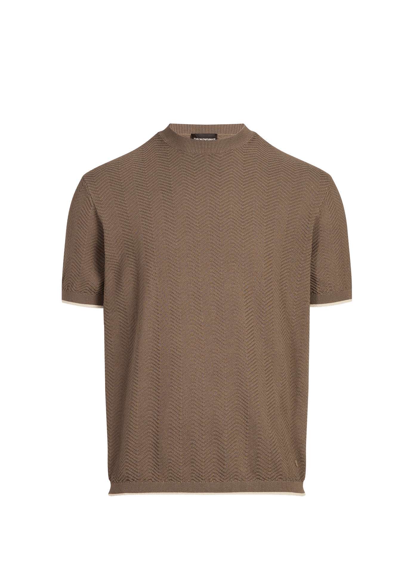 T-shirt col rond en coton piqué EMPORIO ARMANI Marron