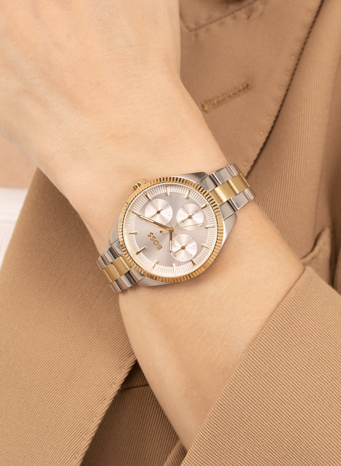 Montre quartz Sage Sport en acier inoxydable BOSS MONTRES Blanc