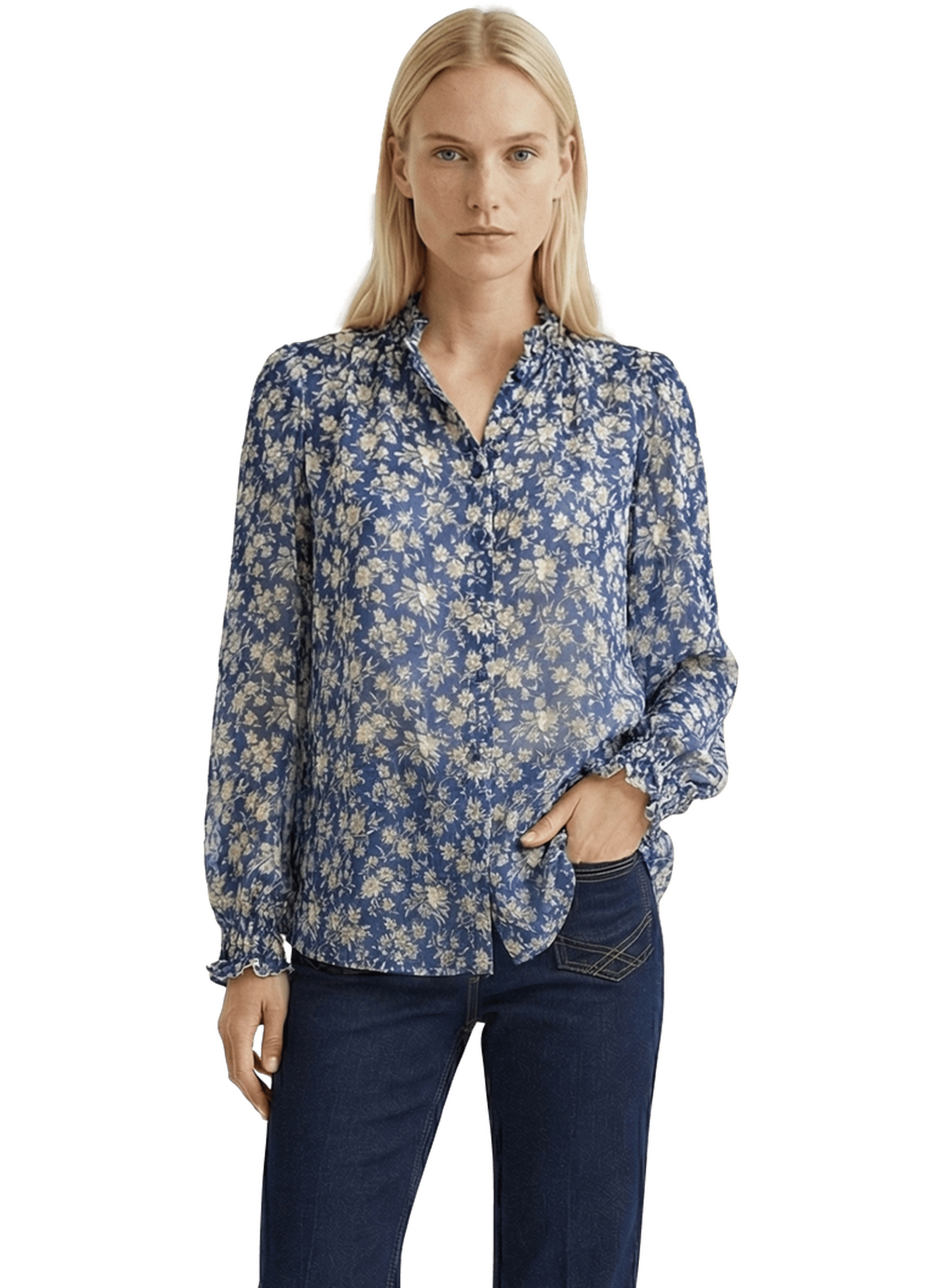 Chemise à fleurs et lurex - casy GERARD DAREL Bleu