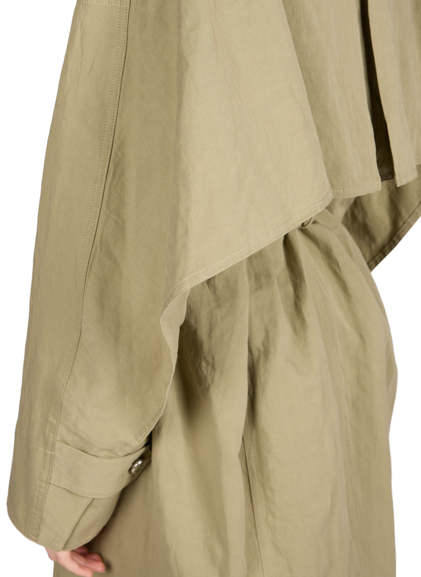 Trench croisé à cape en coton et lin mélangés HELMUT LANG Vert