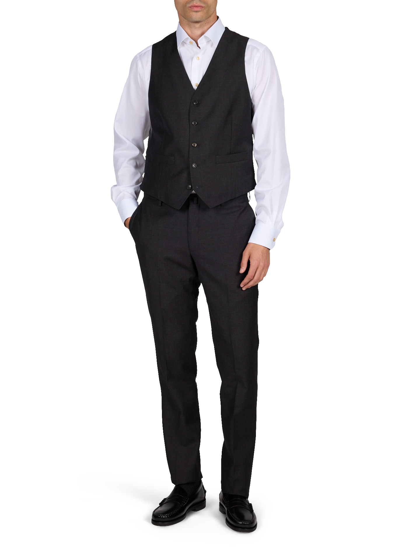 Pantalon de costume ajusté en laine HACKETT Gris