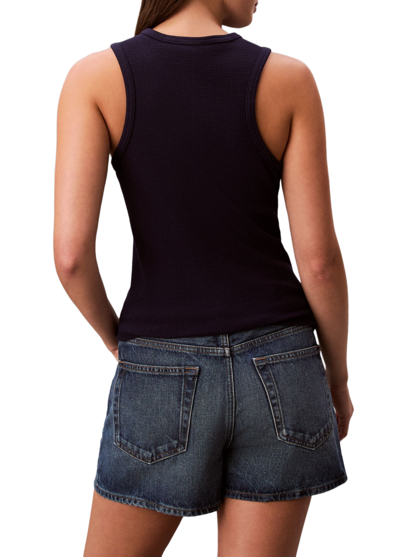 Débardeur avec écusson logo en coton mélangé CALVIN KLEIN Bleu