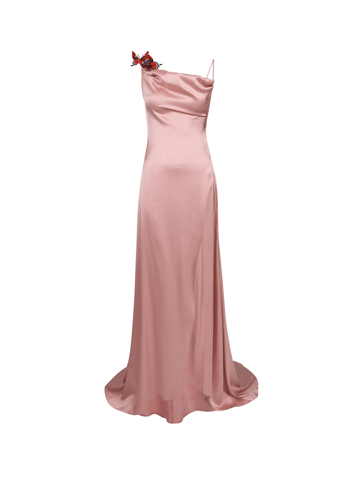 Satin dress with thin straps and butterfly BLUMARINE Pink