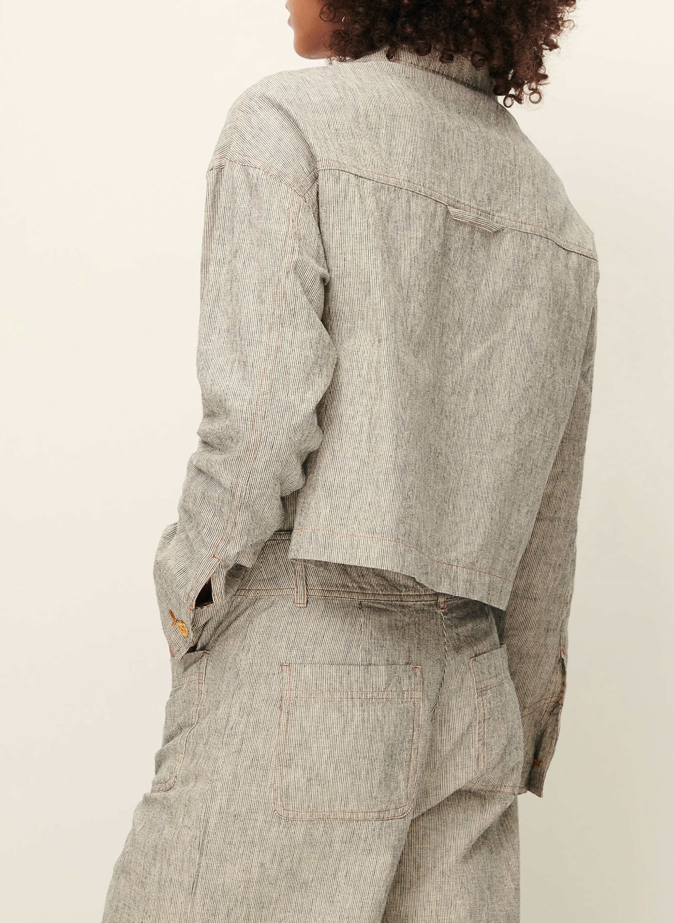 Surchemise droite courte en lin mélangé notteri SESSUN Gris
