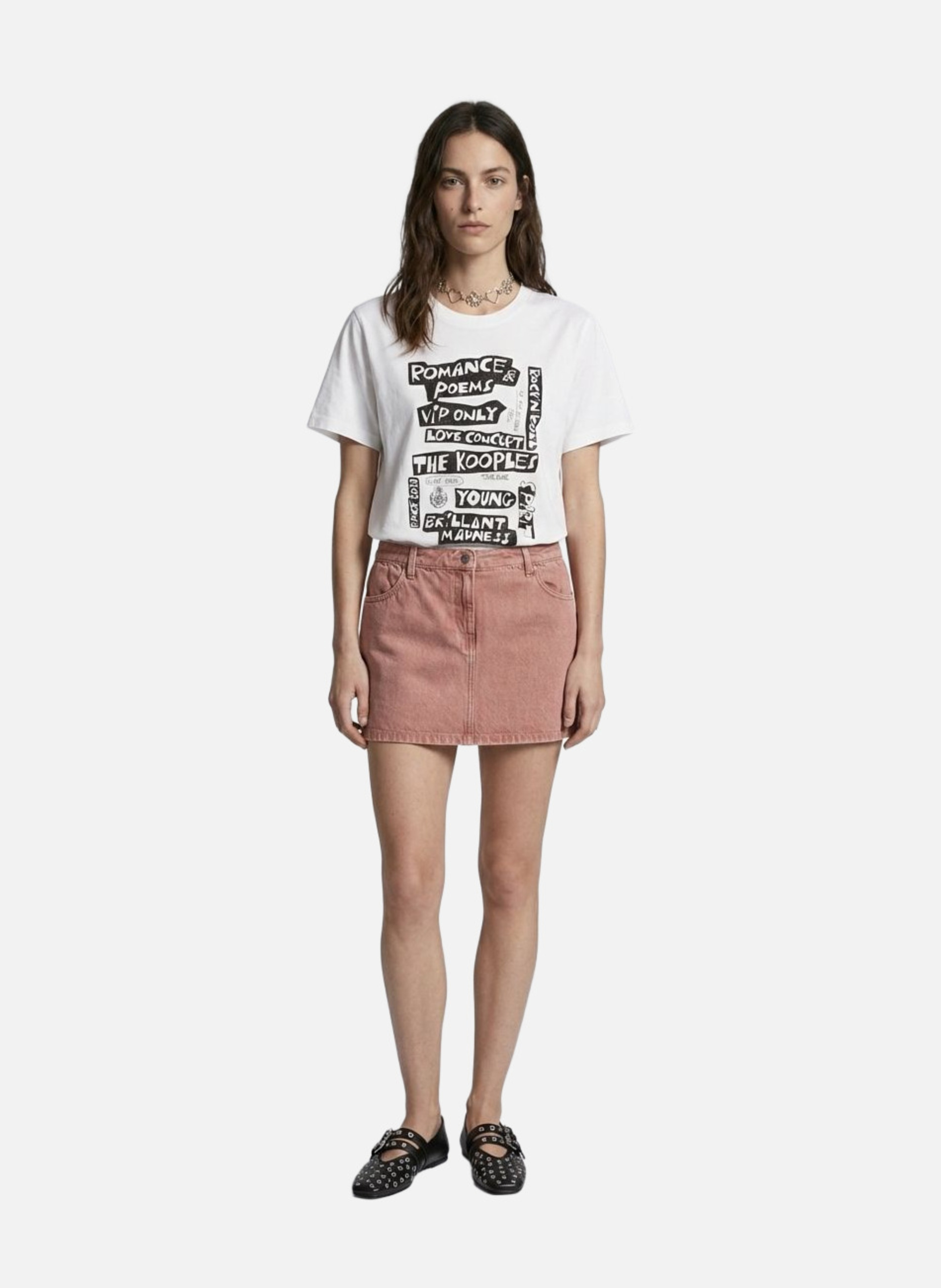 Jupe courte en denim THE KOOPLES Rose