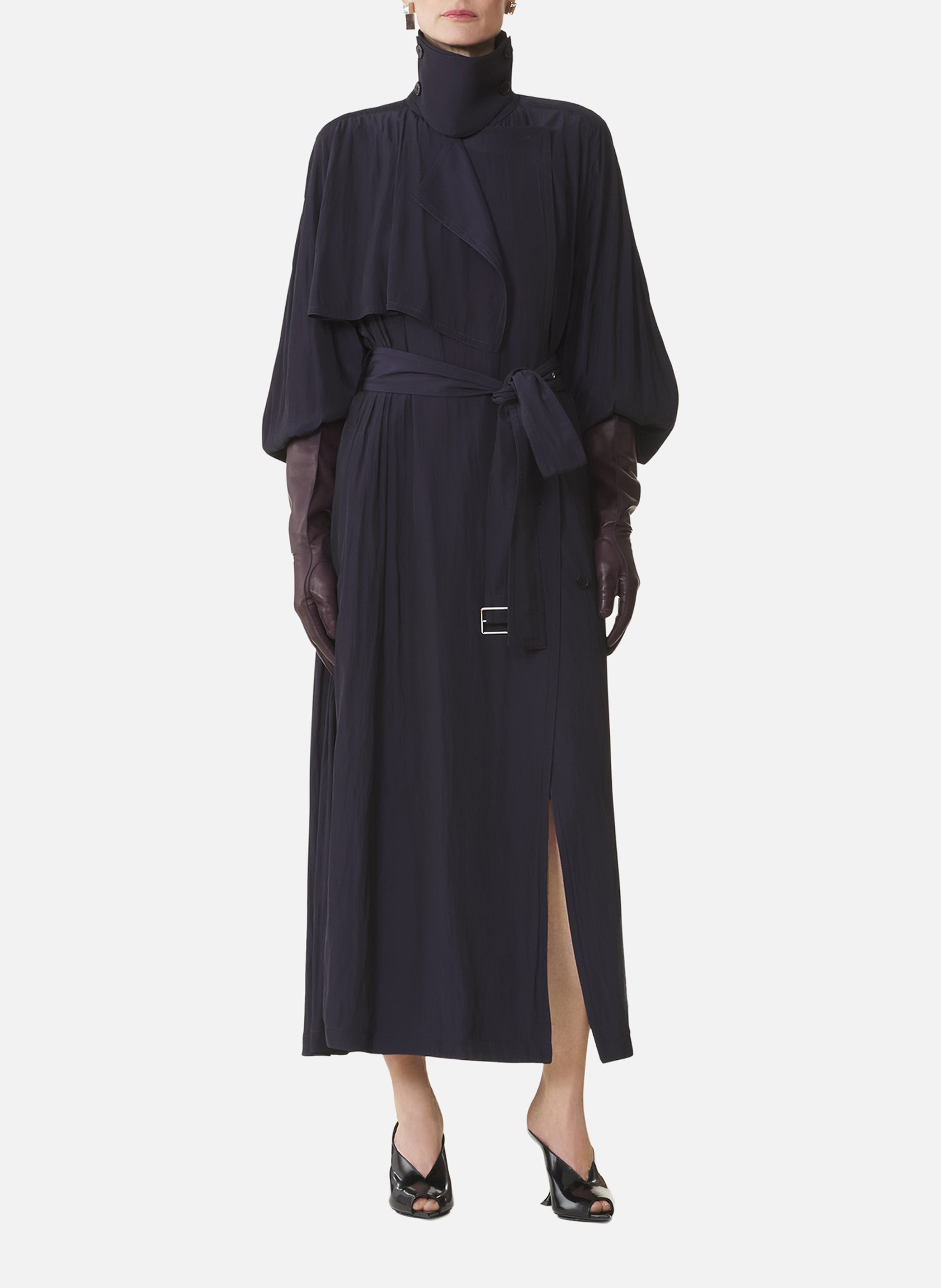 Trench fluide en charmeuse LANVIN Bleu