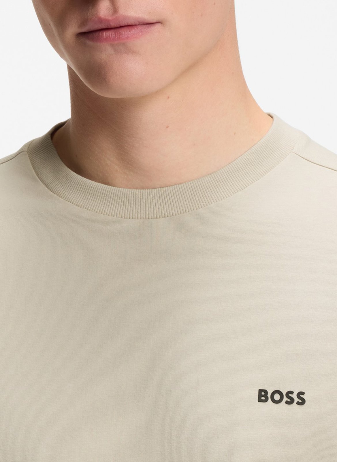 Tee-shirt col rond en coton mélangé BOSS Beige