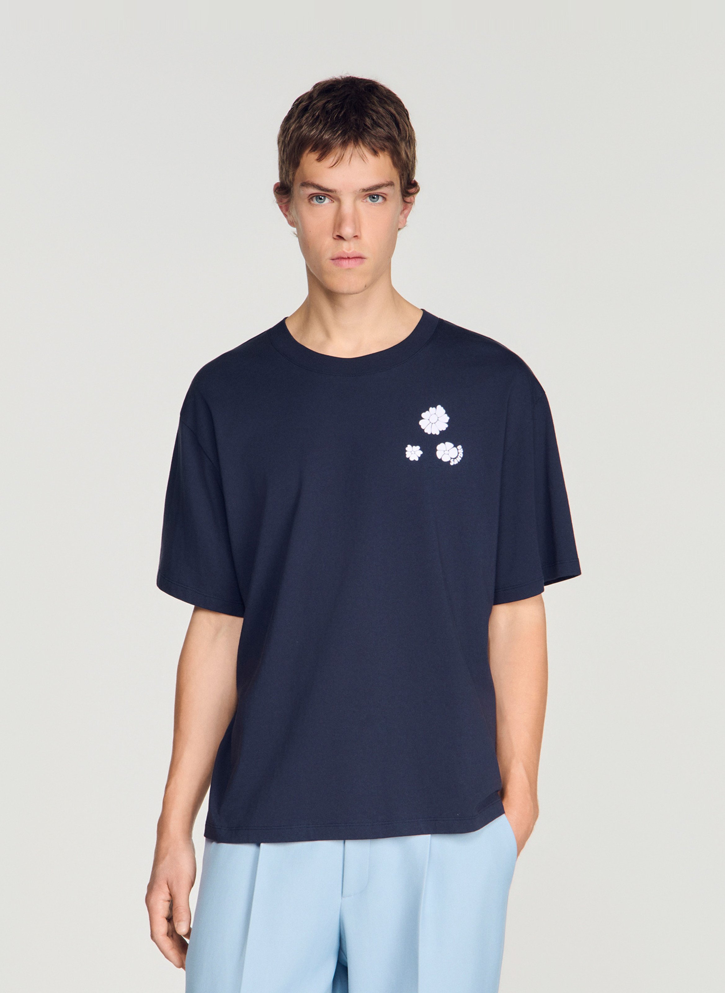 Tee-shirt ample à motif devant SANDRO Bleu