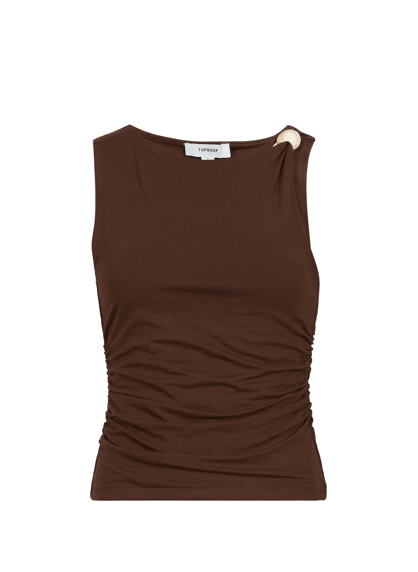 Fitted Sleeveless Top in Solid Color TOPSHOP Brown