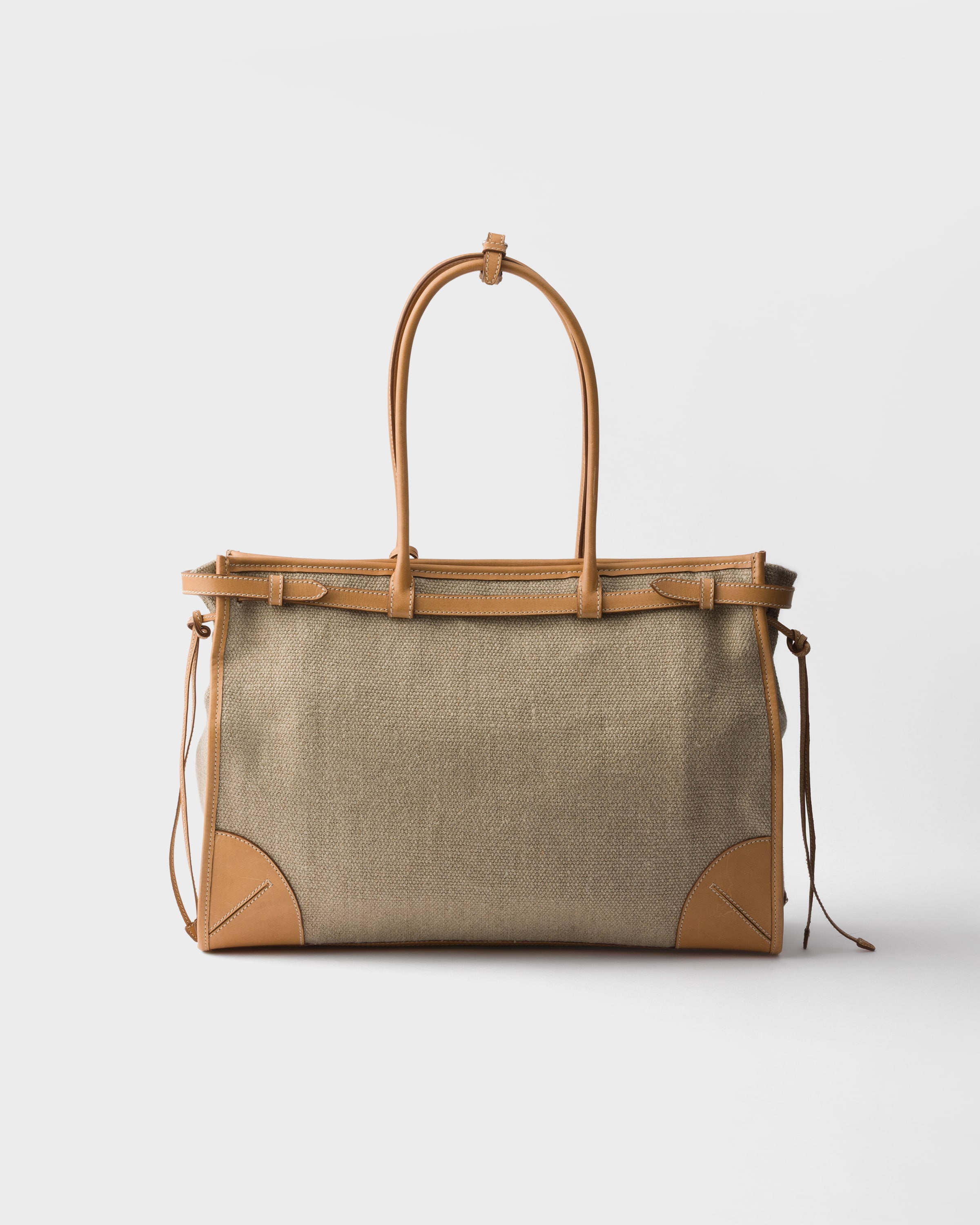 Cabas prada bonnie en lin et cuir PRADA Beige