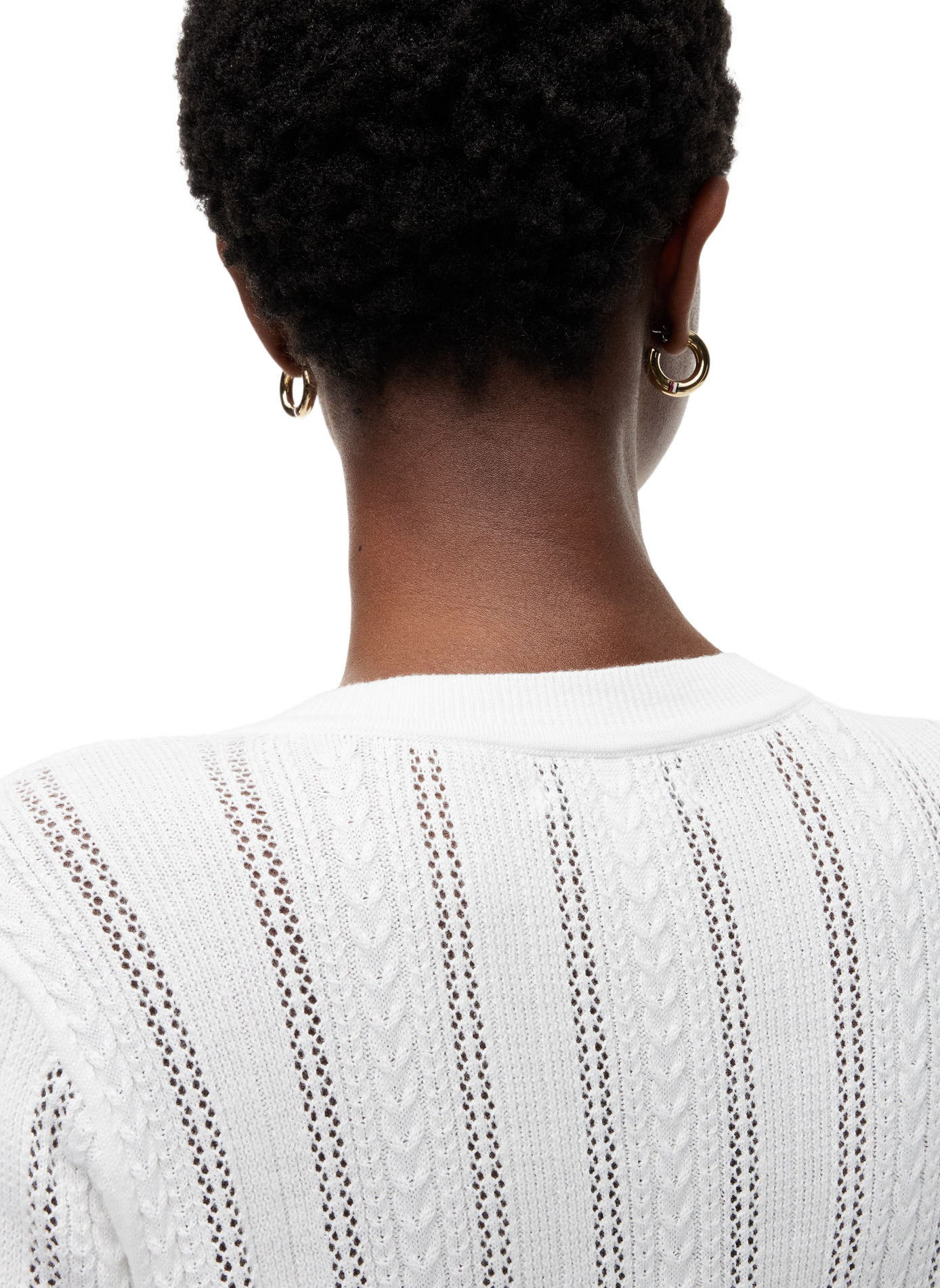 Round neck top in mixed cotton TOMMY HILFIGER Blue