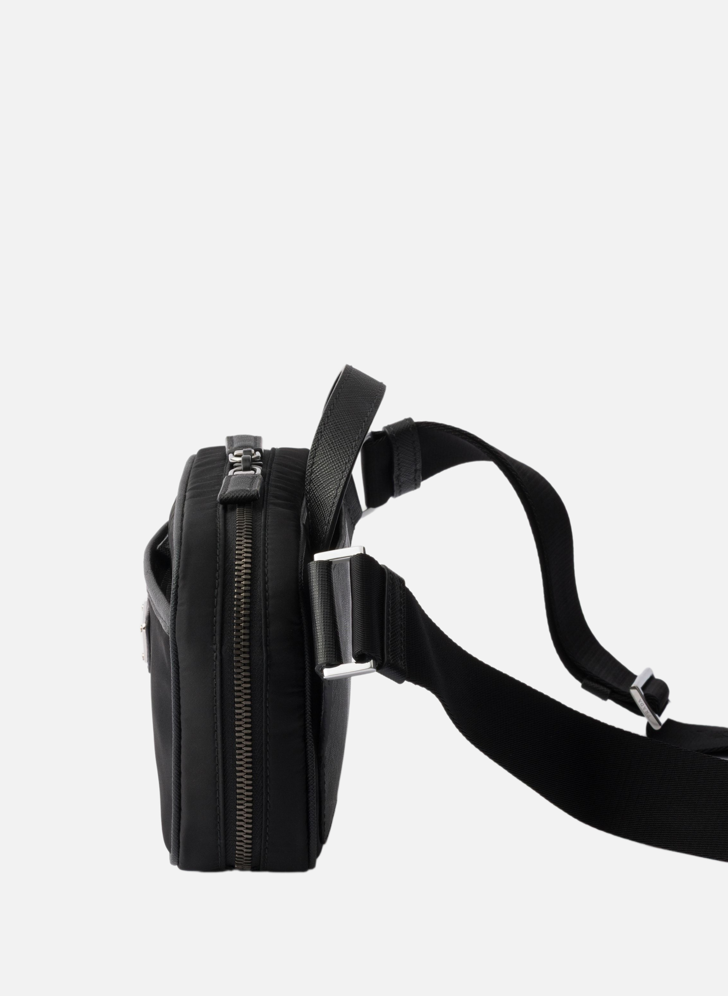 Sac porté épaule en re-nylon et cuir saffiano PRADA Noir
