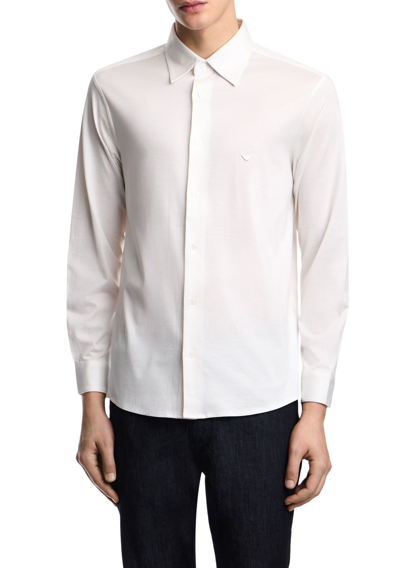Slim fit shirt in mixed jersey EMPORIO ARMANI White