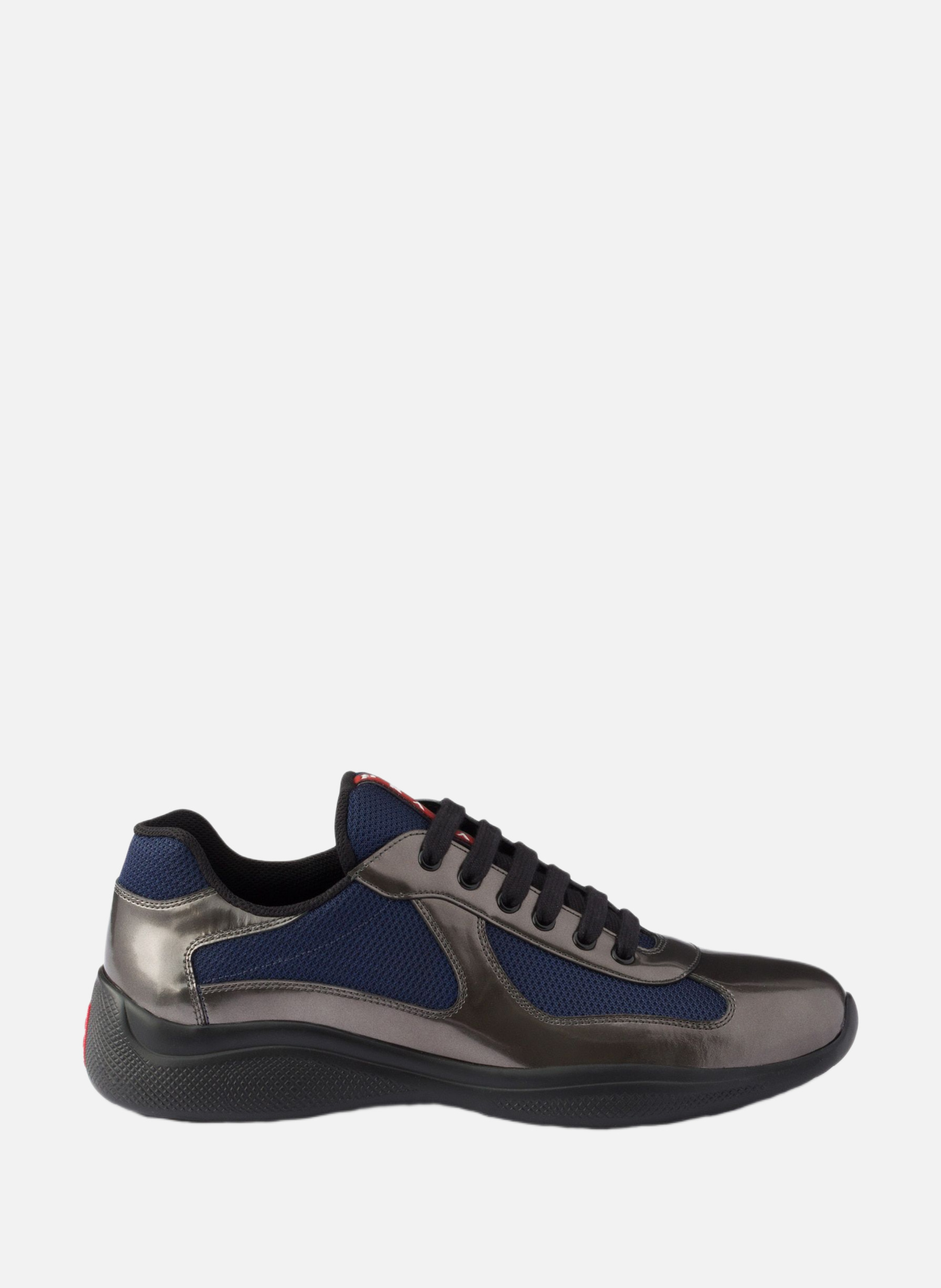 Baskets prada america’s cup en cuir métallisé et t PRADA Gris