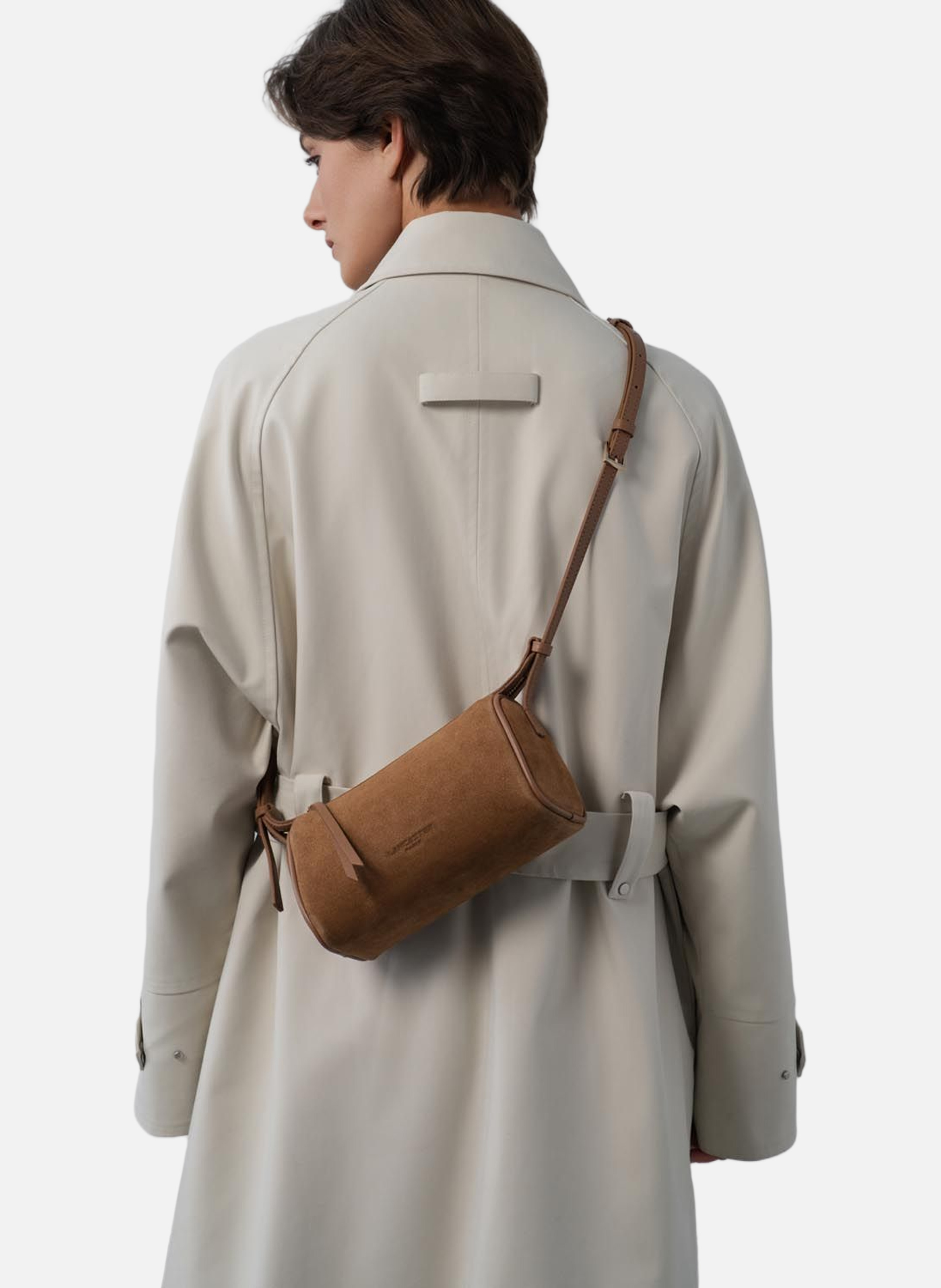 Petit sac rectangle - suède LANCASTER Marron