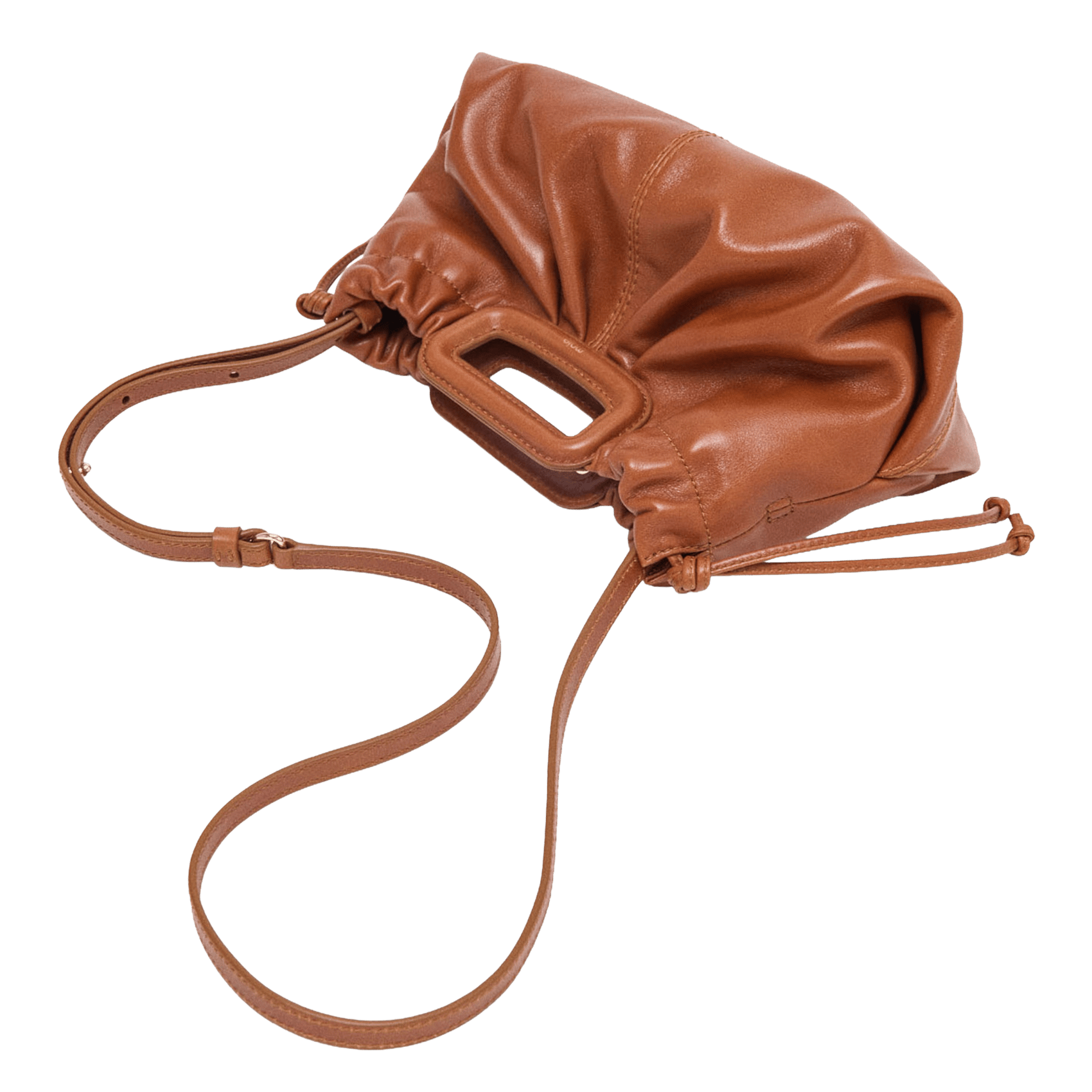 Sac bandoulière en cuir MAJE Marron