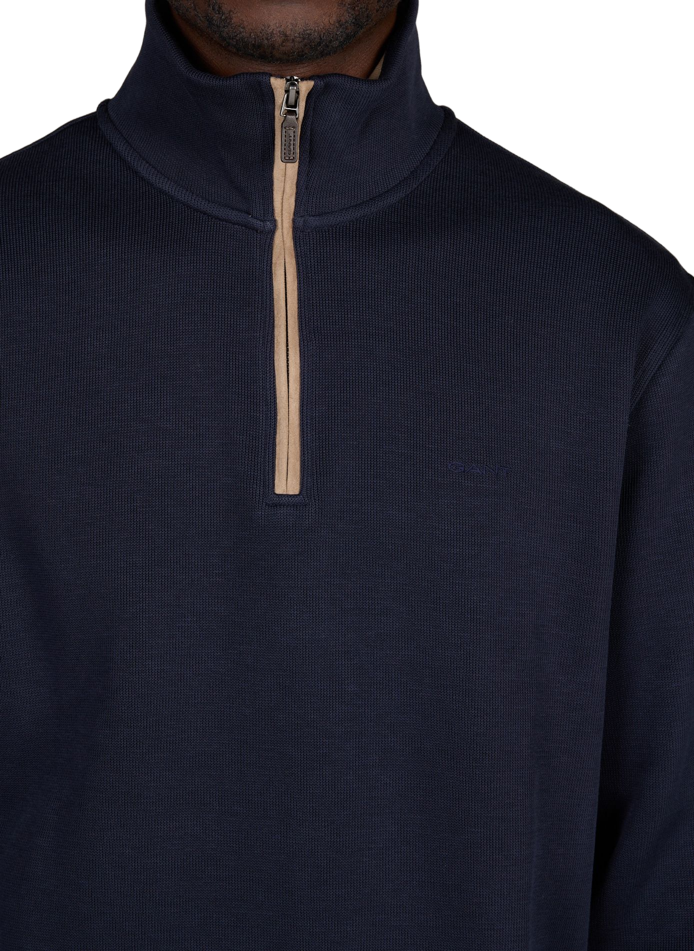 Sweatshirt droit à col montant zippé en coton GANT Bleu