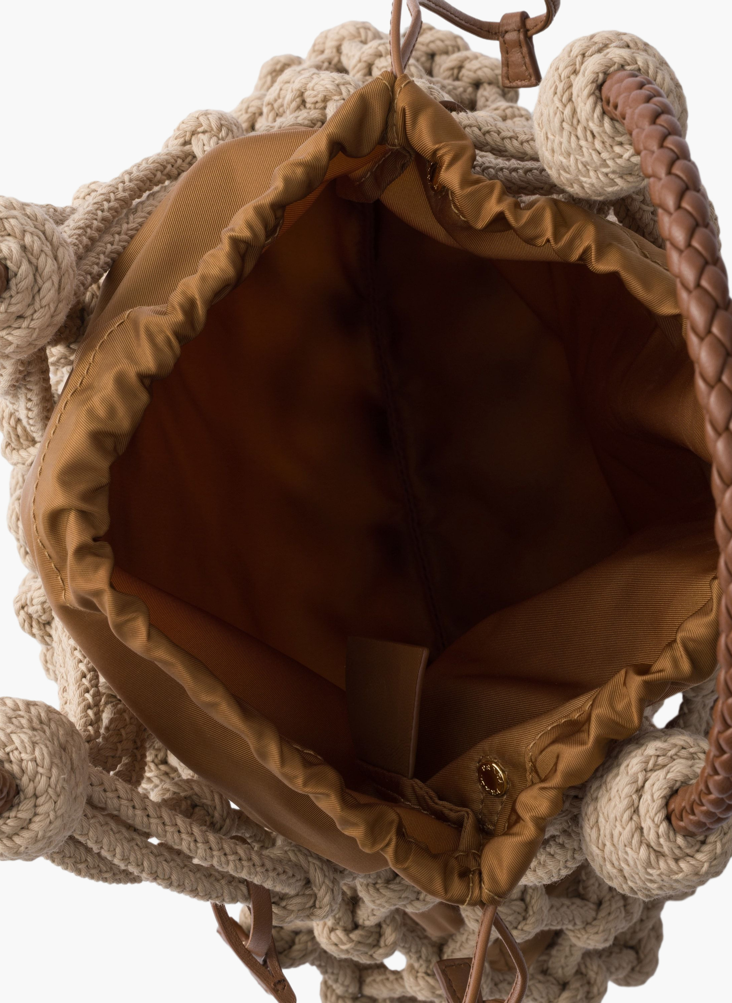 Sac prada noué en macramé de coton PRADA Beige