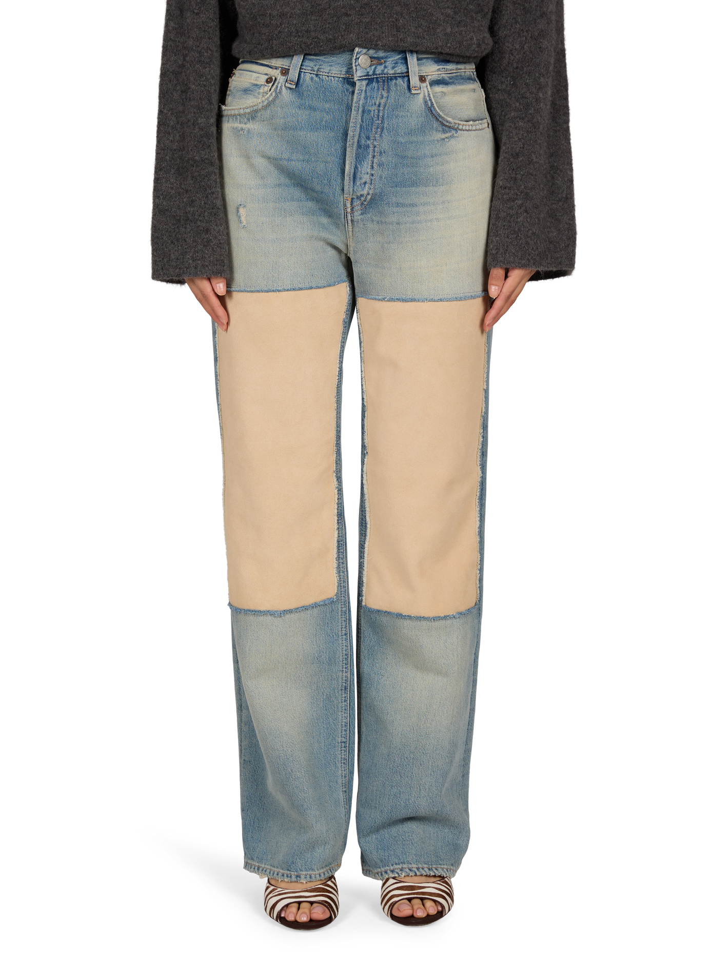 Pantaloni diritti con inserto in misto cotone ACNE STUDIOS Blu