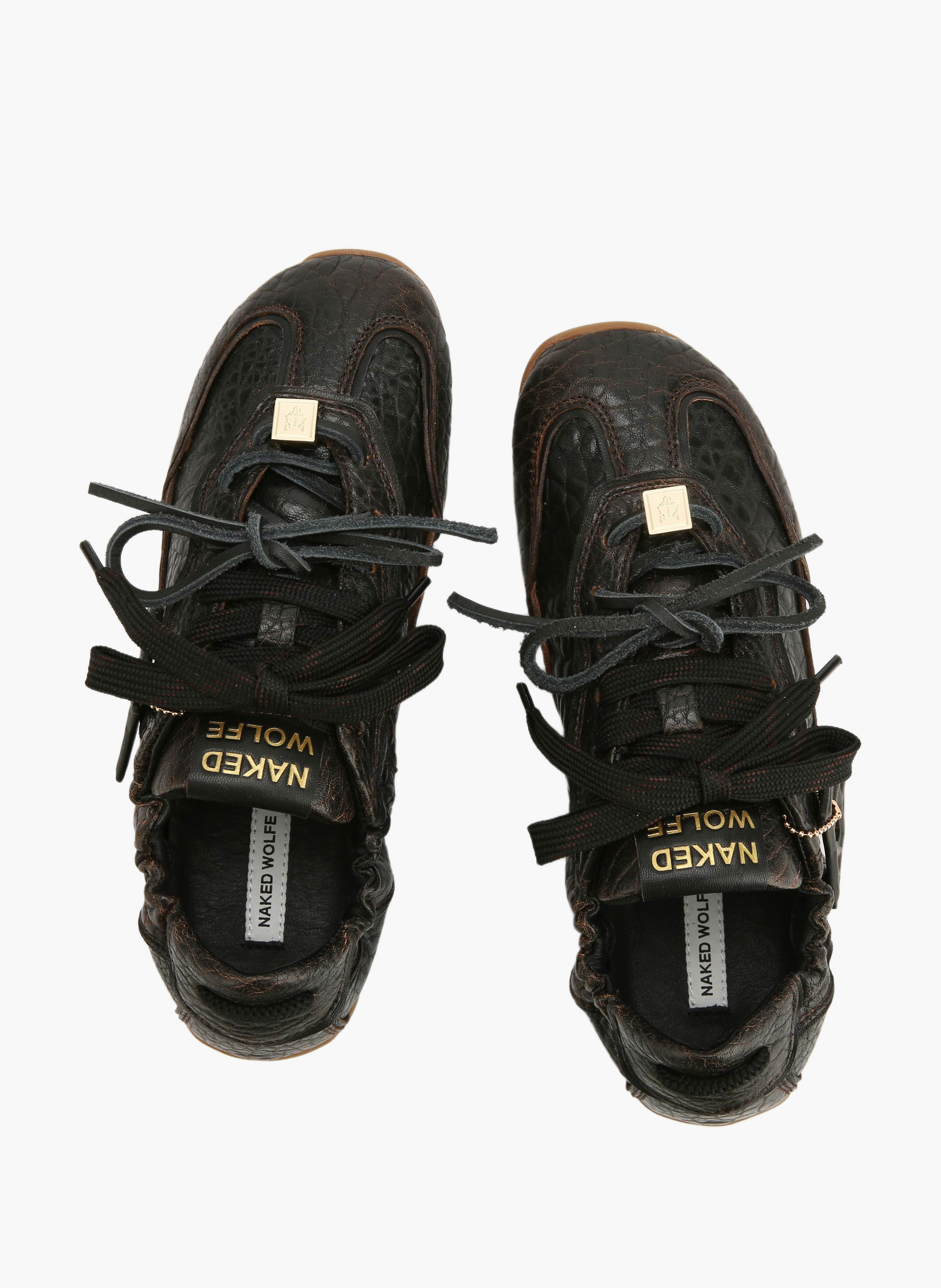 Soul-sneakers van aviatorleer NAKED WOLFE Zwart