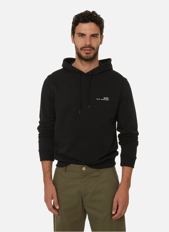 Black Item cotton fleece hoodie