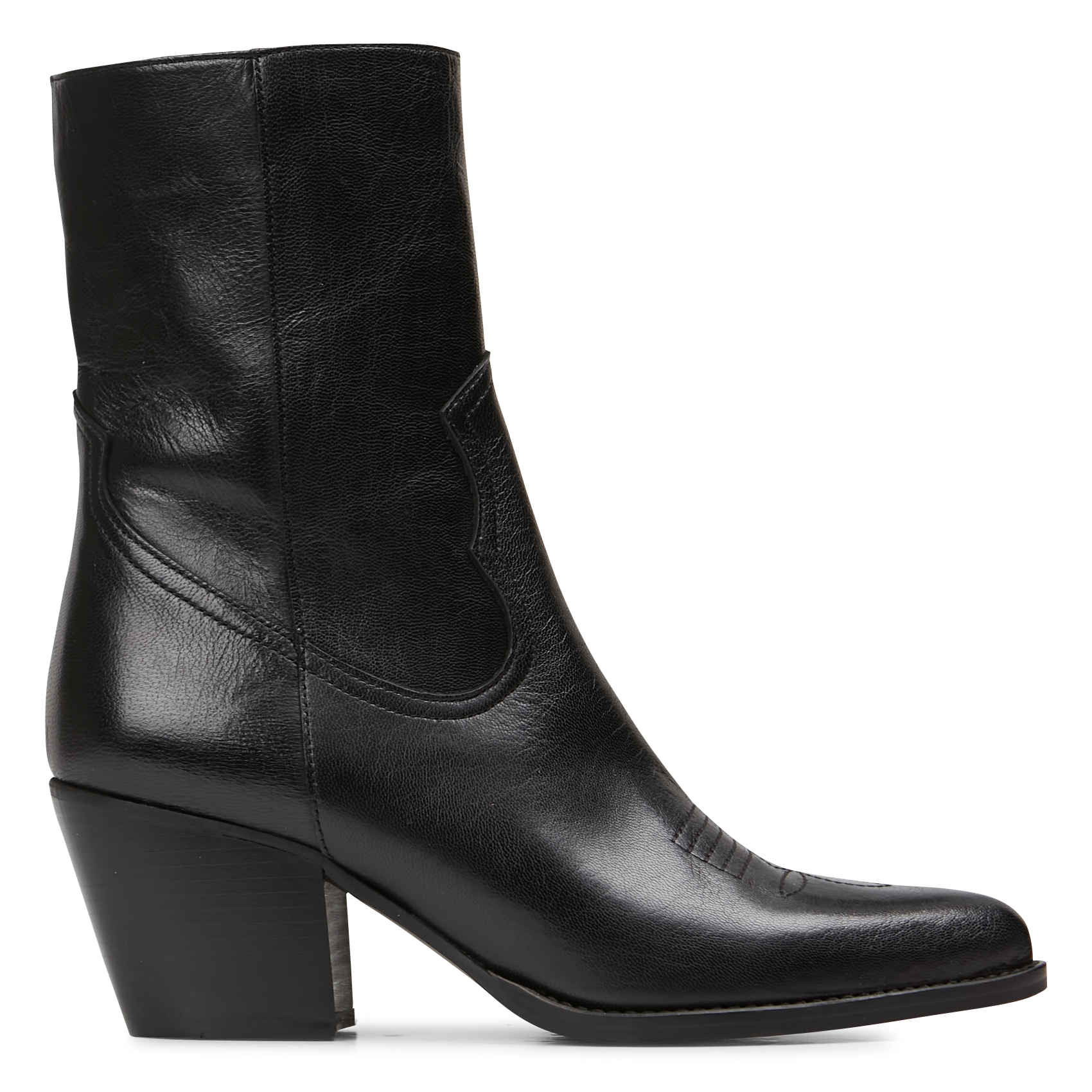 Bottines surpiquées à talon en cuir djamena JONAK Noir