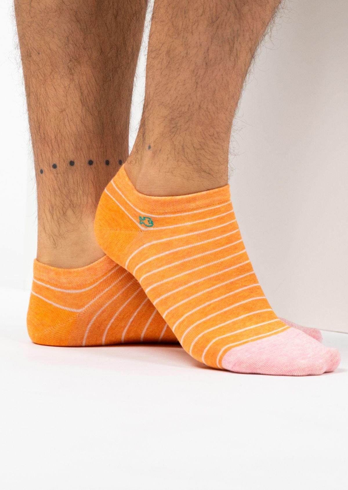 Socquettes en coton peigné à rayures fines BILLYBELT Orange