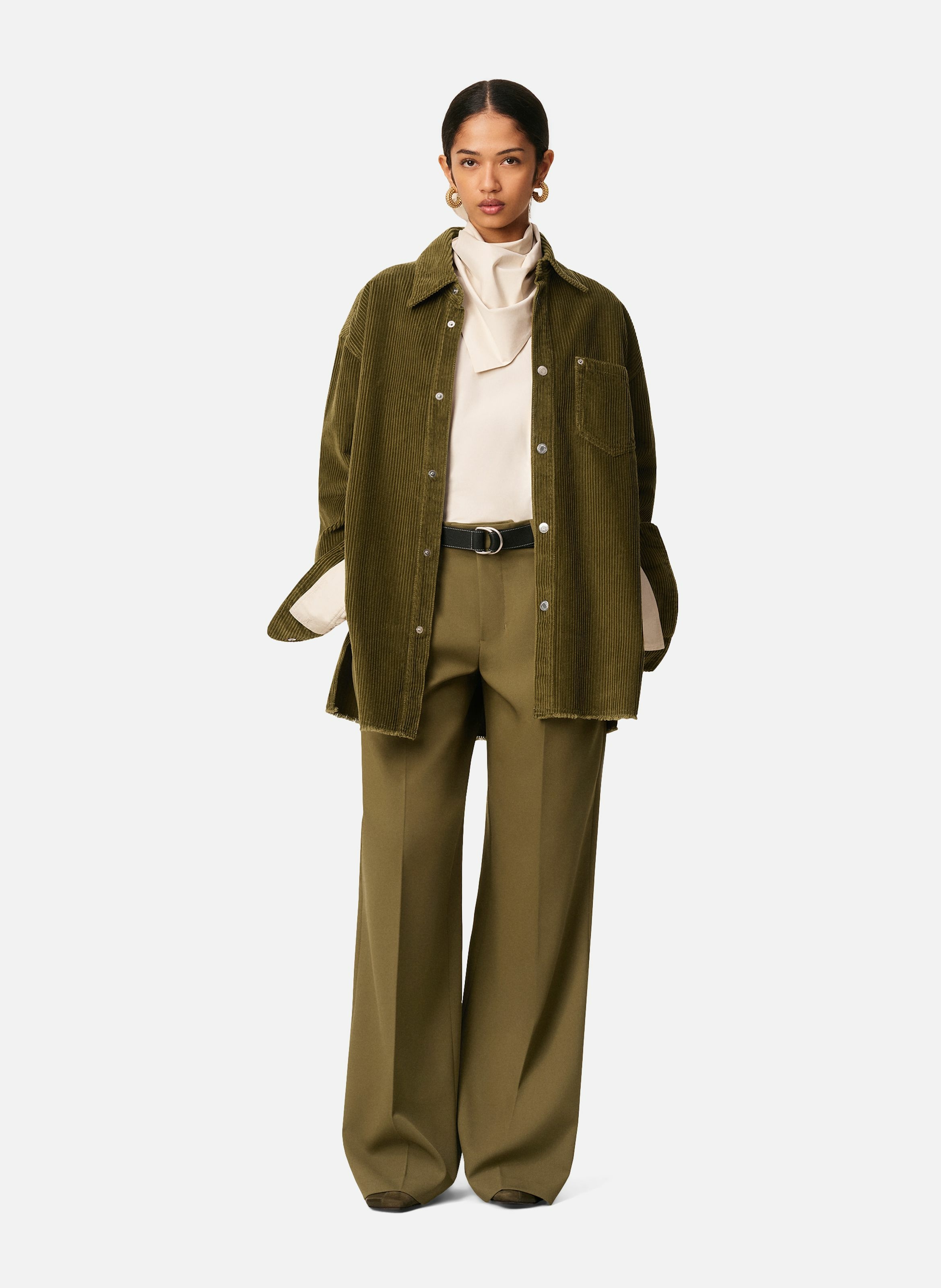 Surchemise velours cotelé en coton unisexe AMI PARIS Vert