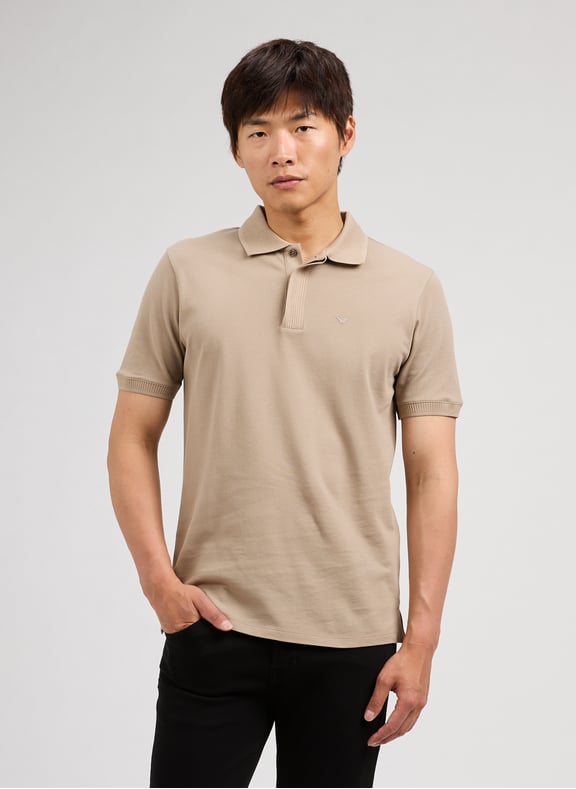 Polo manches courtes en coton Beige by EMPORIO ARMANI EMPORIO ARMANI Polo manches courtes en coton Beige