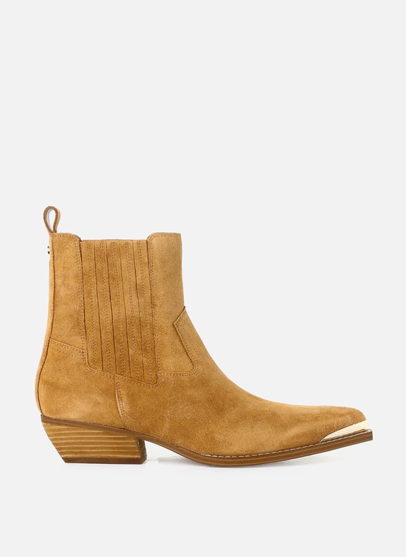 Bottines à talon en cuir velours Lanna 2 Marron by GUESS GUESS Bottines à talon en cuir velours Lanna 2 Marron