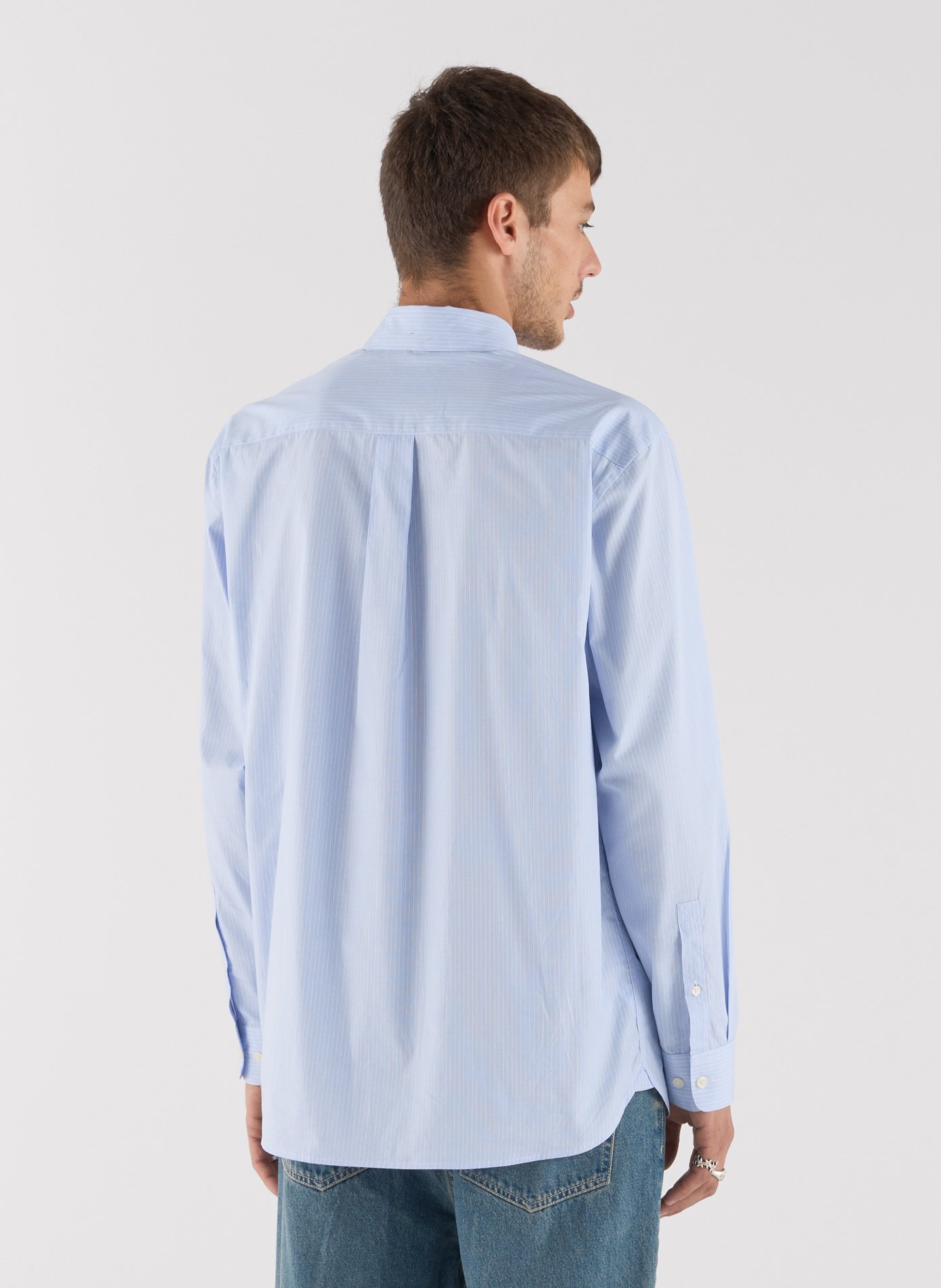 Chemise col classique à rayures en coton SAISON 1865 Bleu