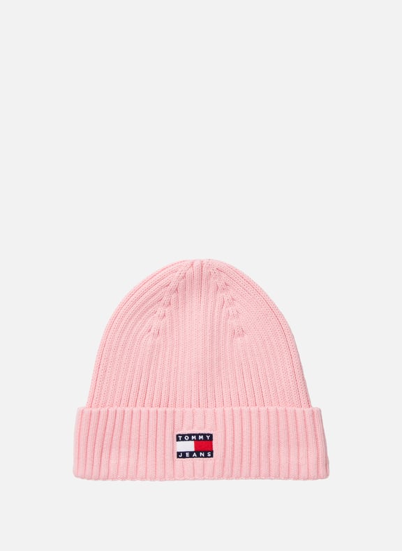 Heritage logo knit beanie Pink by TOMMY HILFIGER TOMMY HILFIGER Heritage logo knit beanie Pink