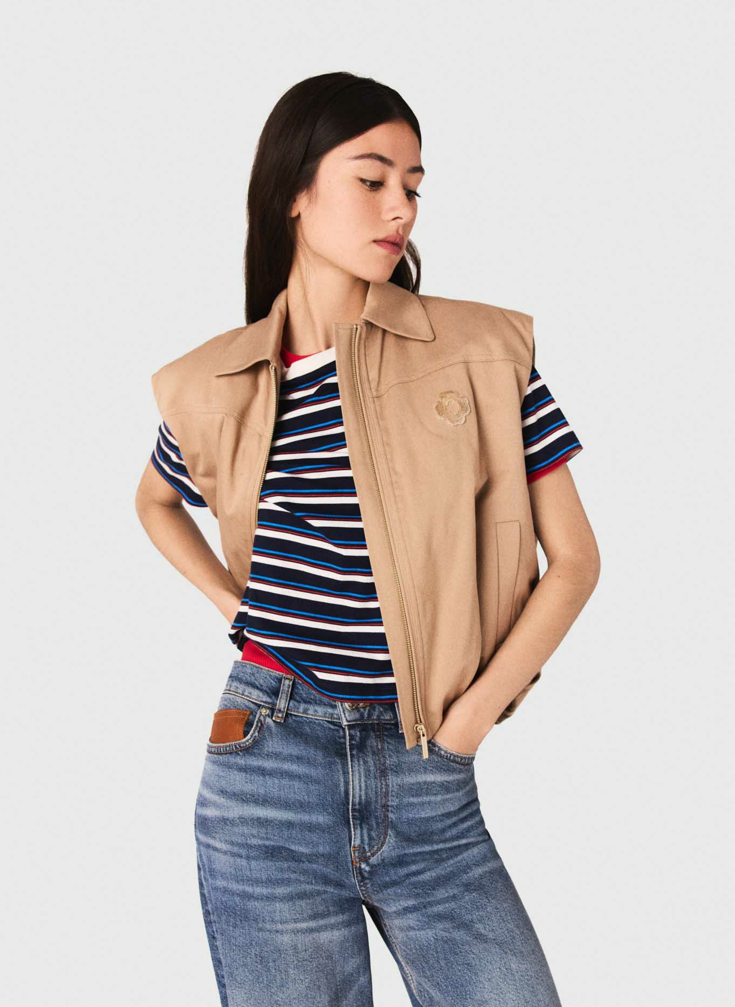 Blouson col classique en coton MAJE Beige