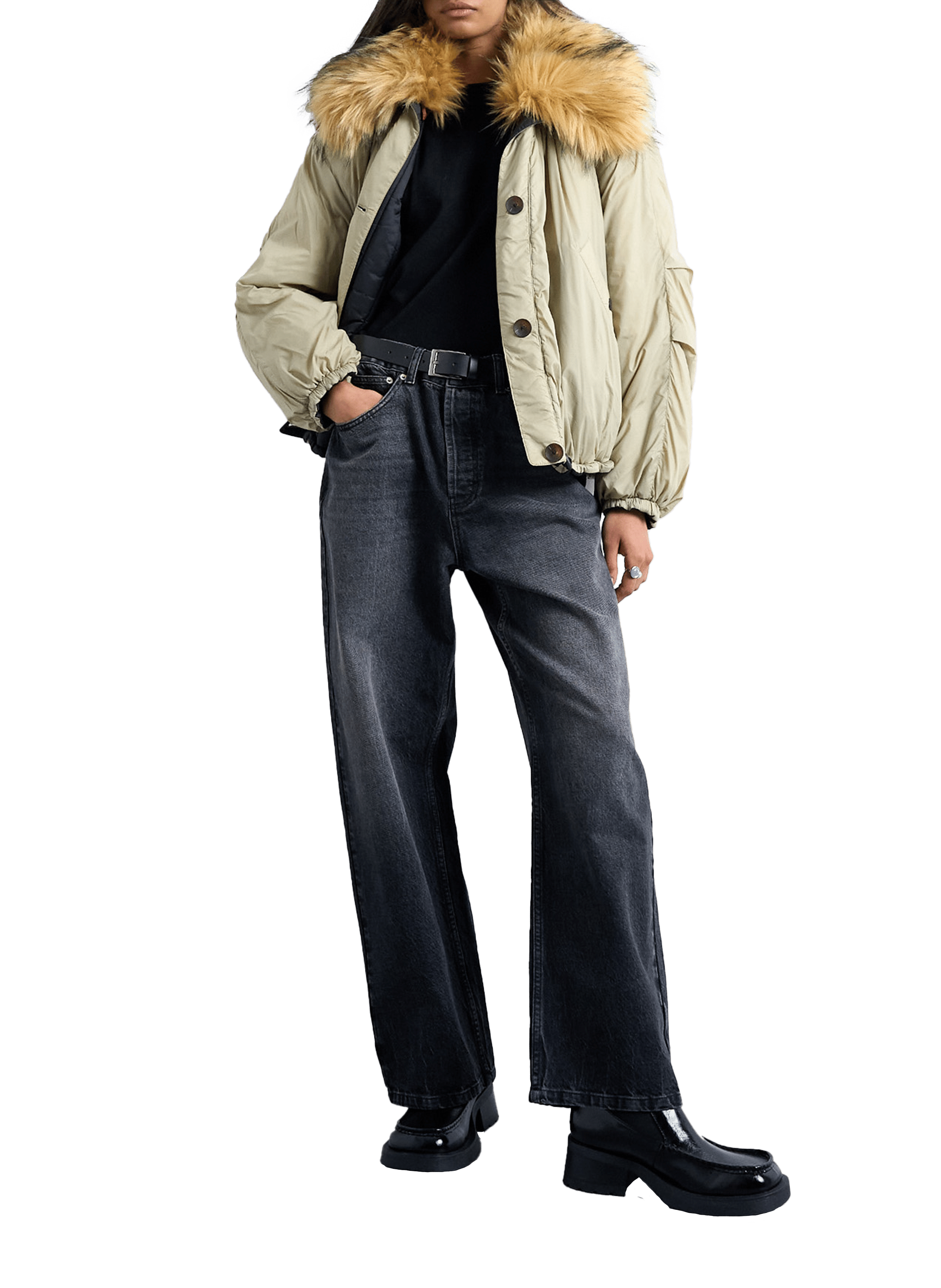 Oversized bomber with a classic collar TOPSHOP Green