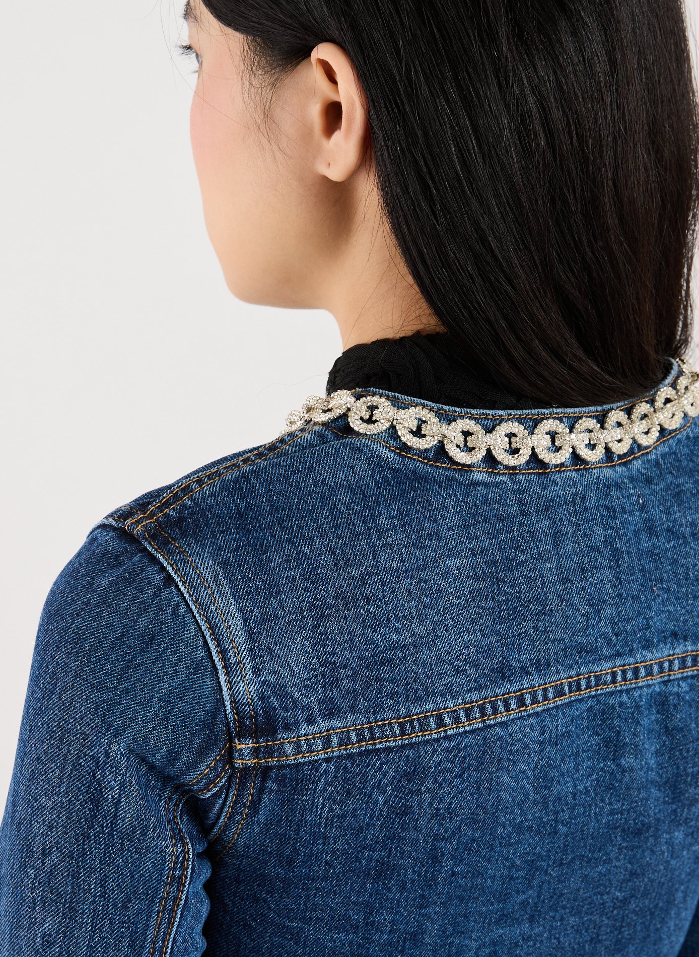 Cropped denim jacket SELF PORTRAIT Blue