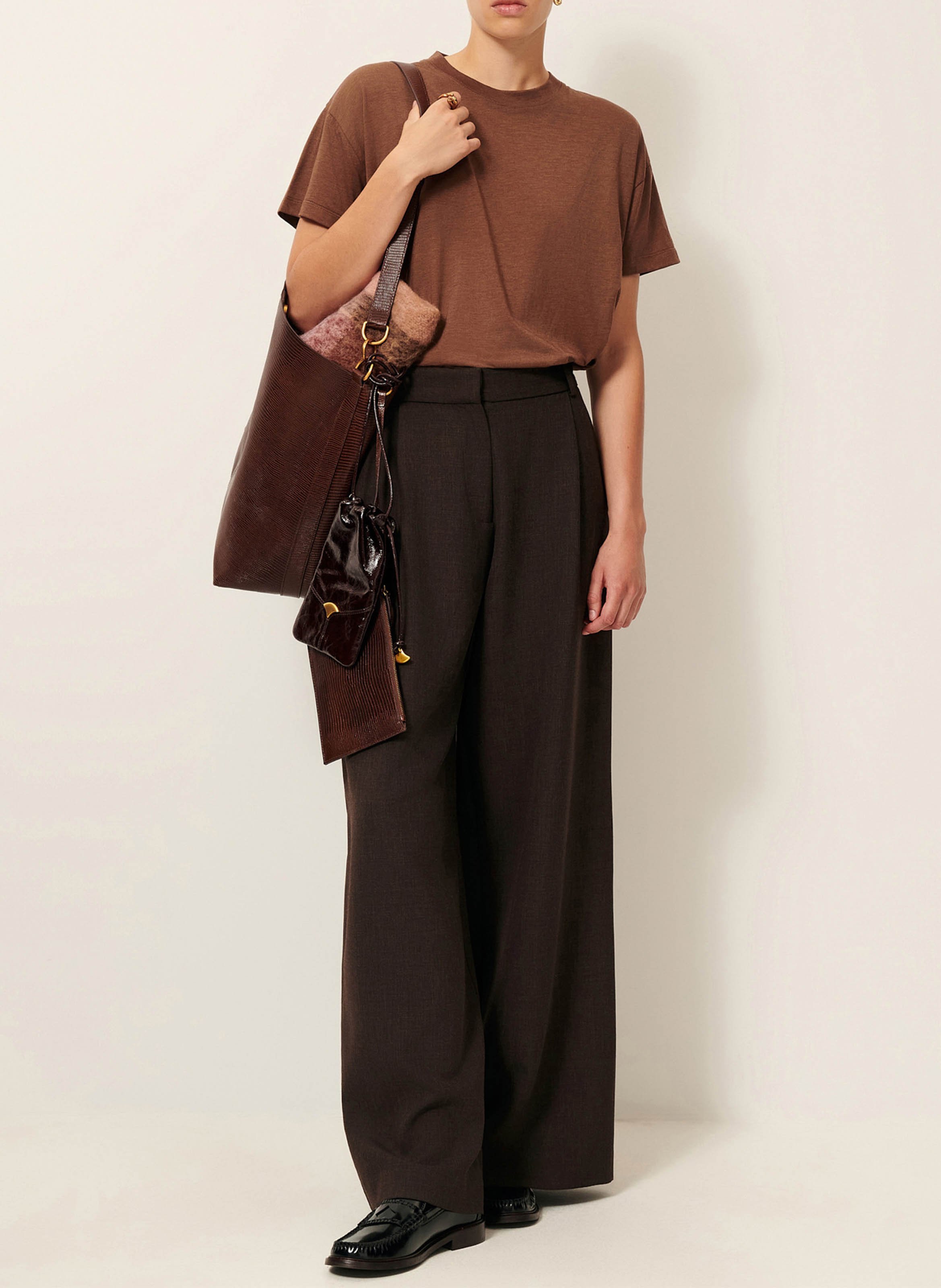 Tee-shirt oversize col rond too SESSUN Marron