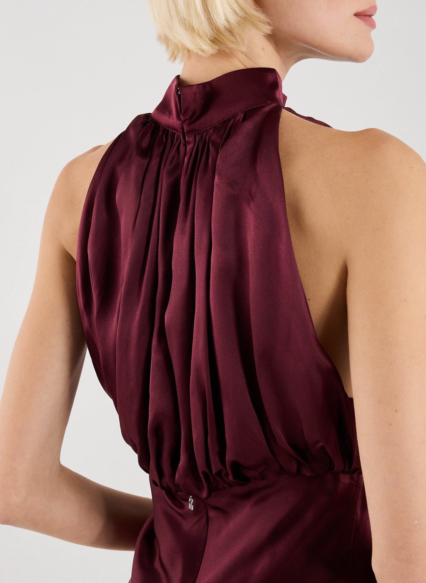 Robe longue en soie ROTATE Rouge